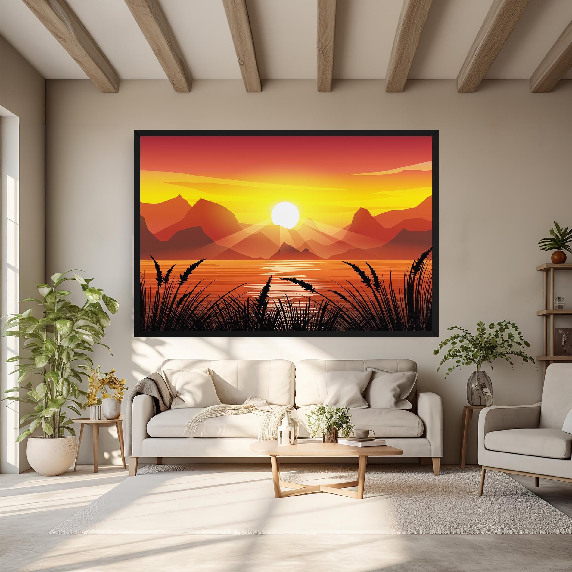 Tablou Canvas Sunrise Grass Art mockup 6