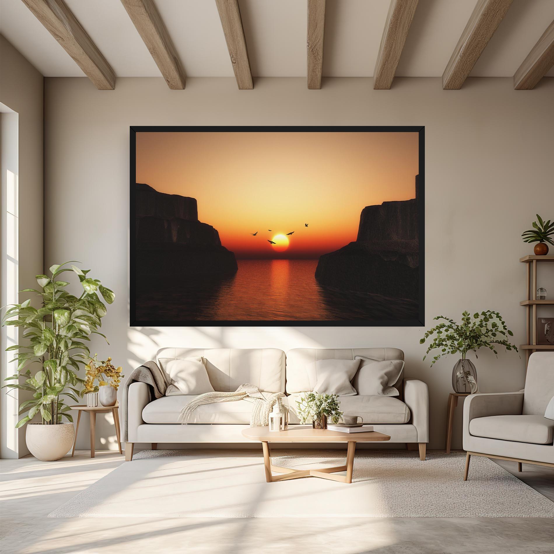 Tablou Canvas Sunset Silhouette Birds mockup 6