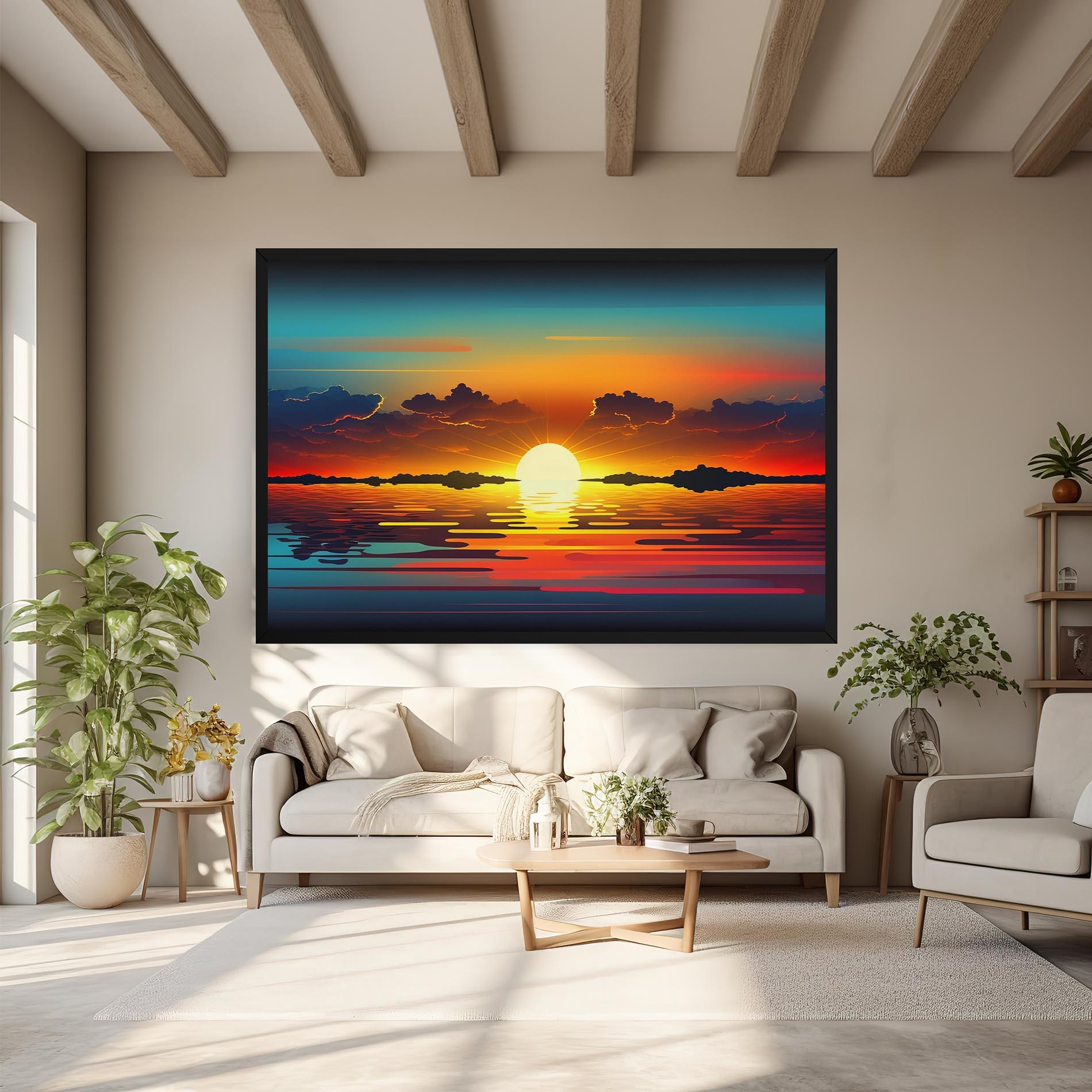 Tablou Canvas Yellow Sunset Illustration mockup 6