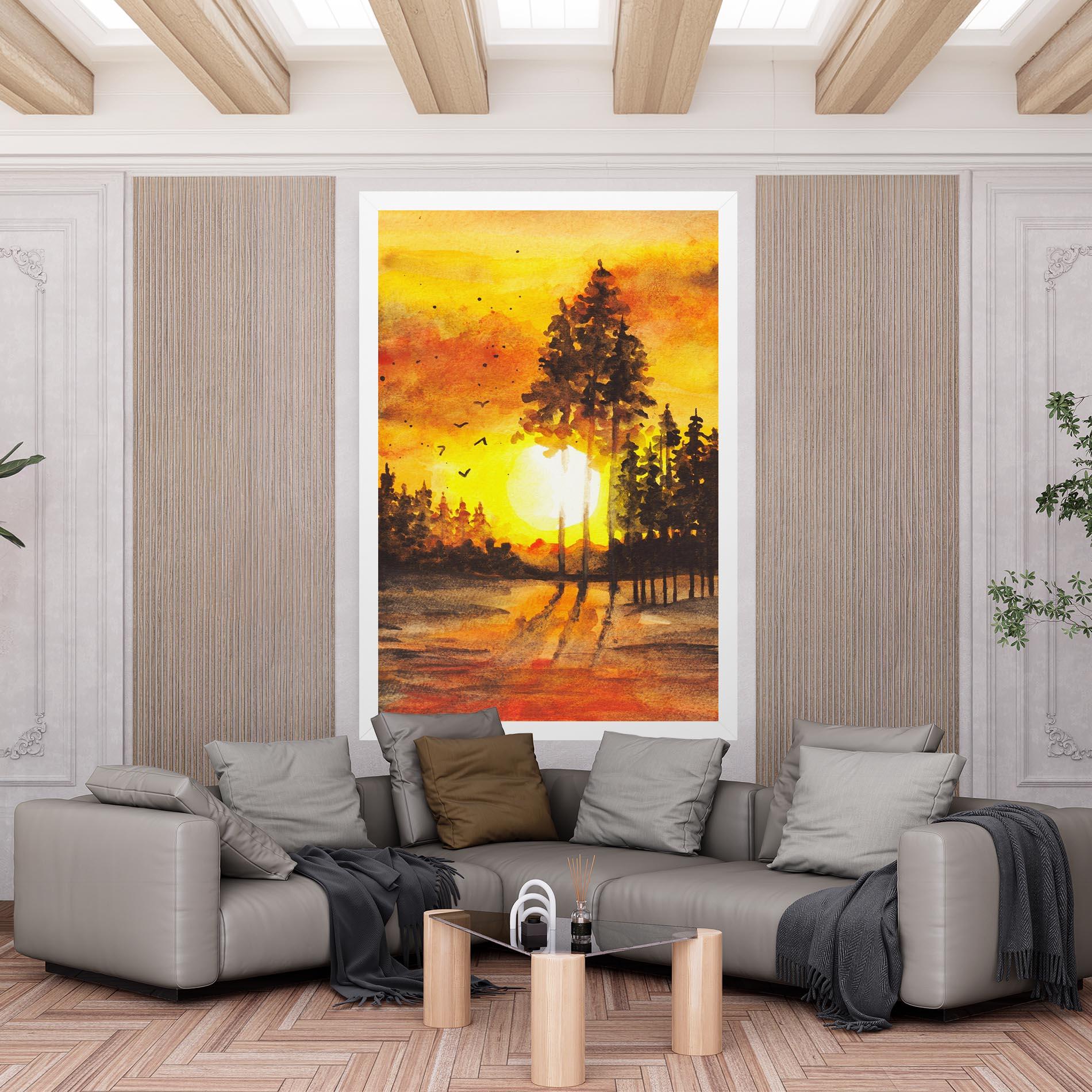 Tablou Canvas Watercolor Sunset Painting mockup 6