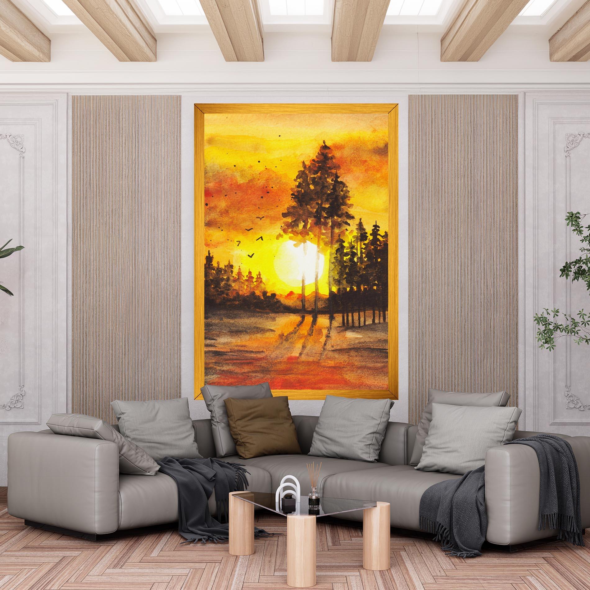 Tablou Canvas Watercolor Sunset Painting mockup 6
