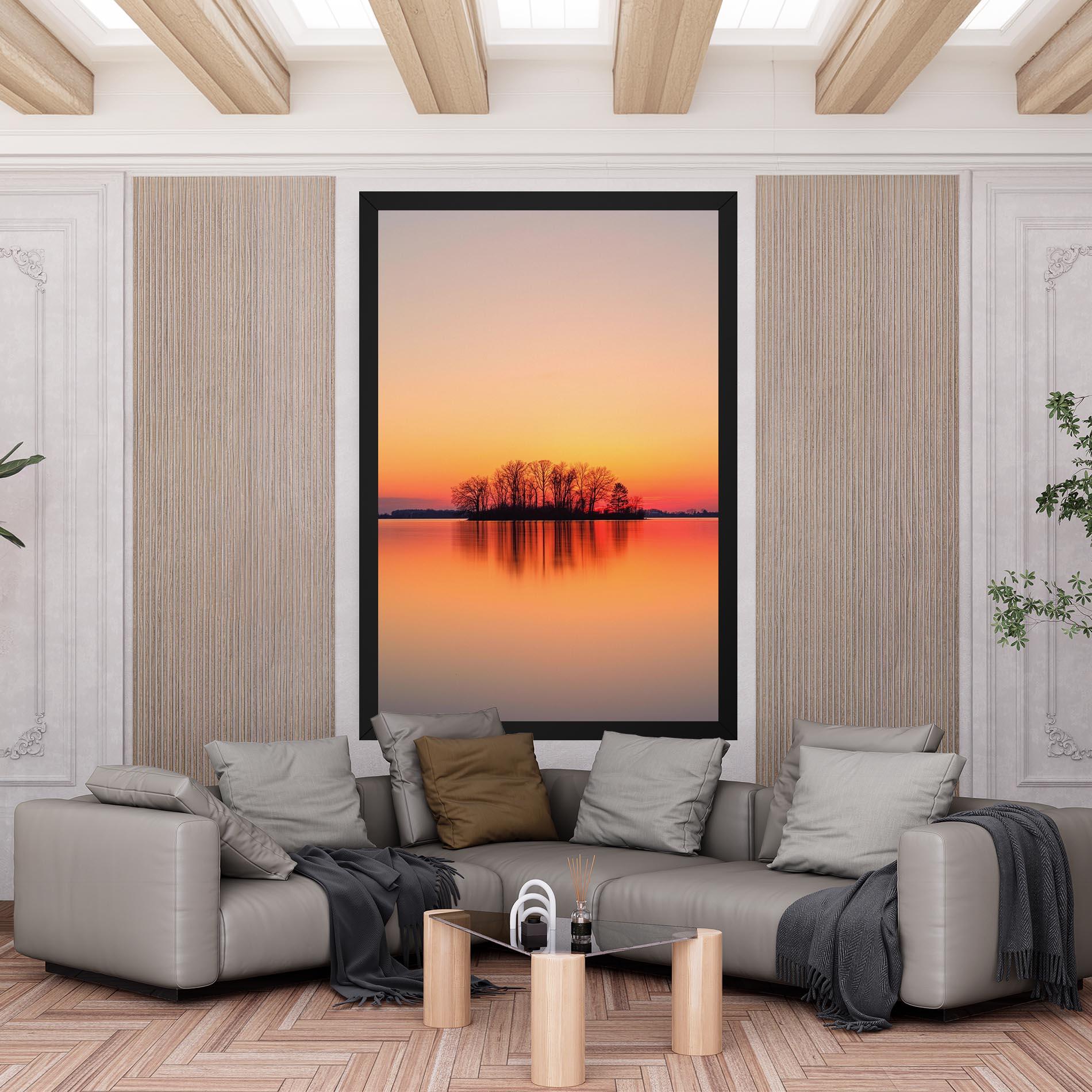Tablou Canvas Tree Sunset Lake mockup 6
