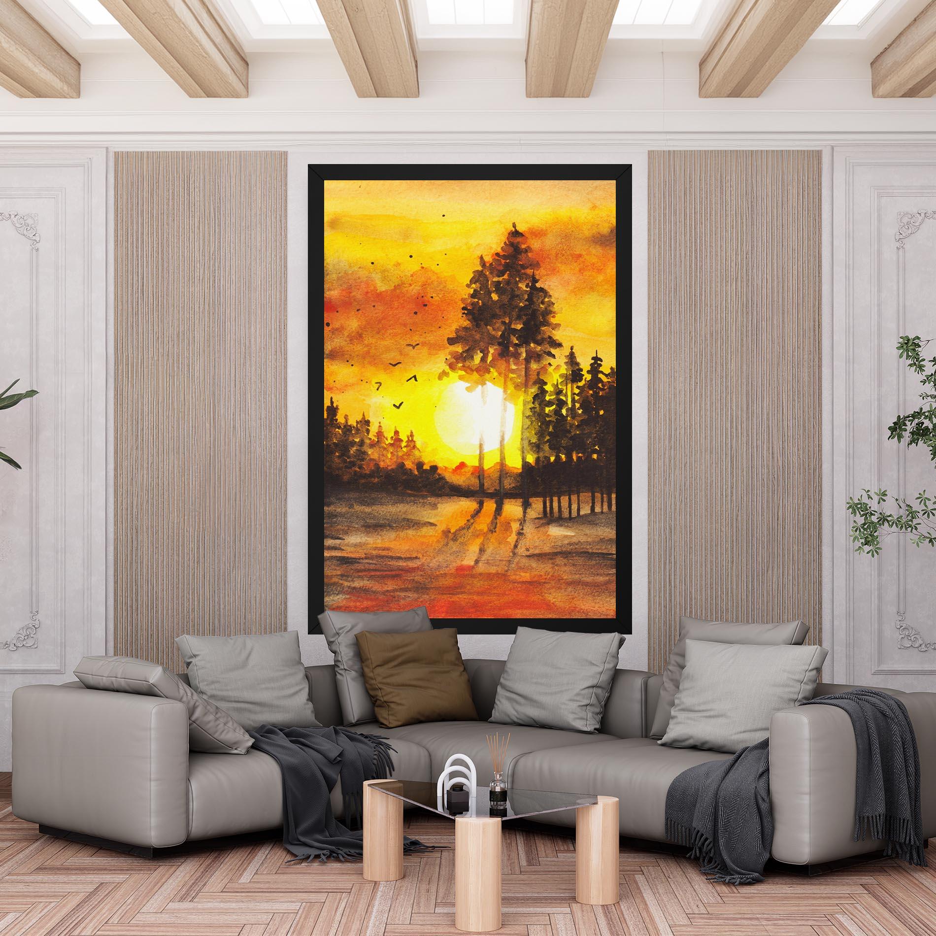 Tablou Canvas Watercolor Sunset Painting mockup 6