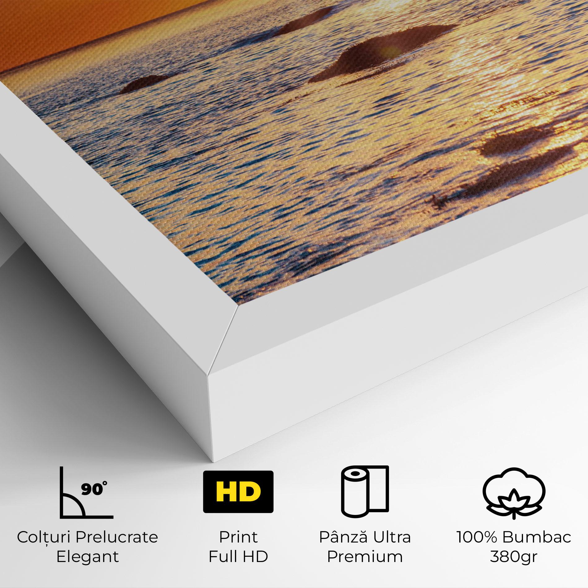 Tablou Canvas Sunset Beach Rocks mockup 4