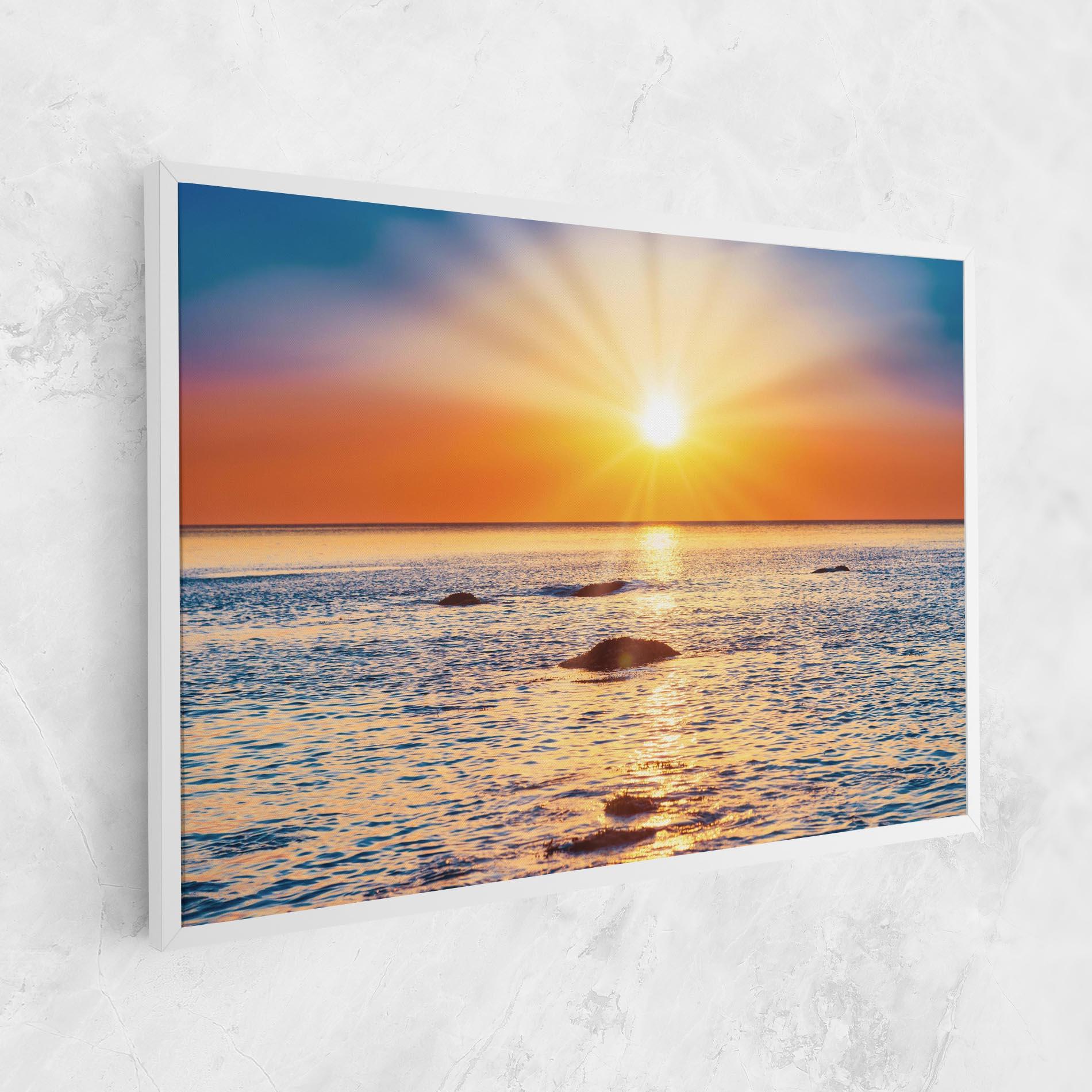 Tablou Canvas Sunset Beach Rocks mockup 1
