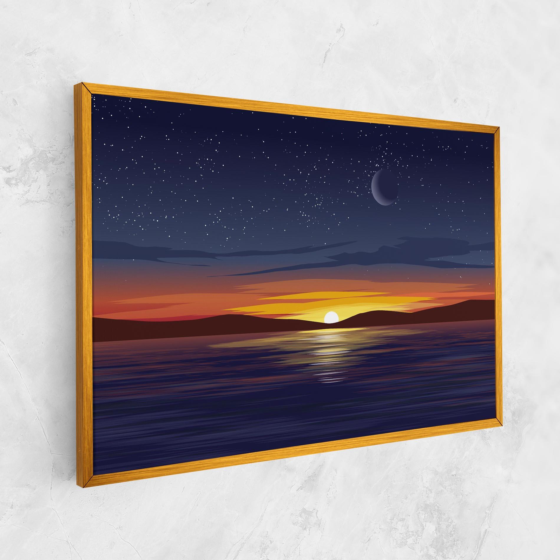 Tablou Canvas Ocean Moon Sunset mockup 1