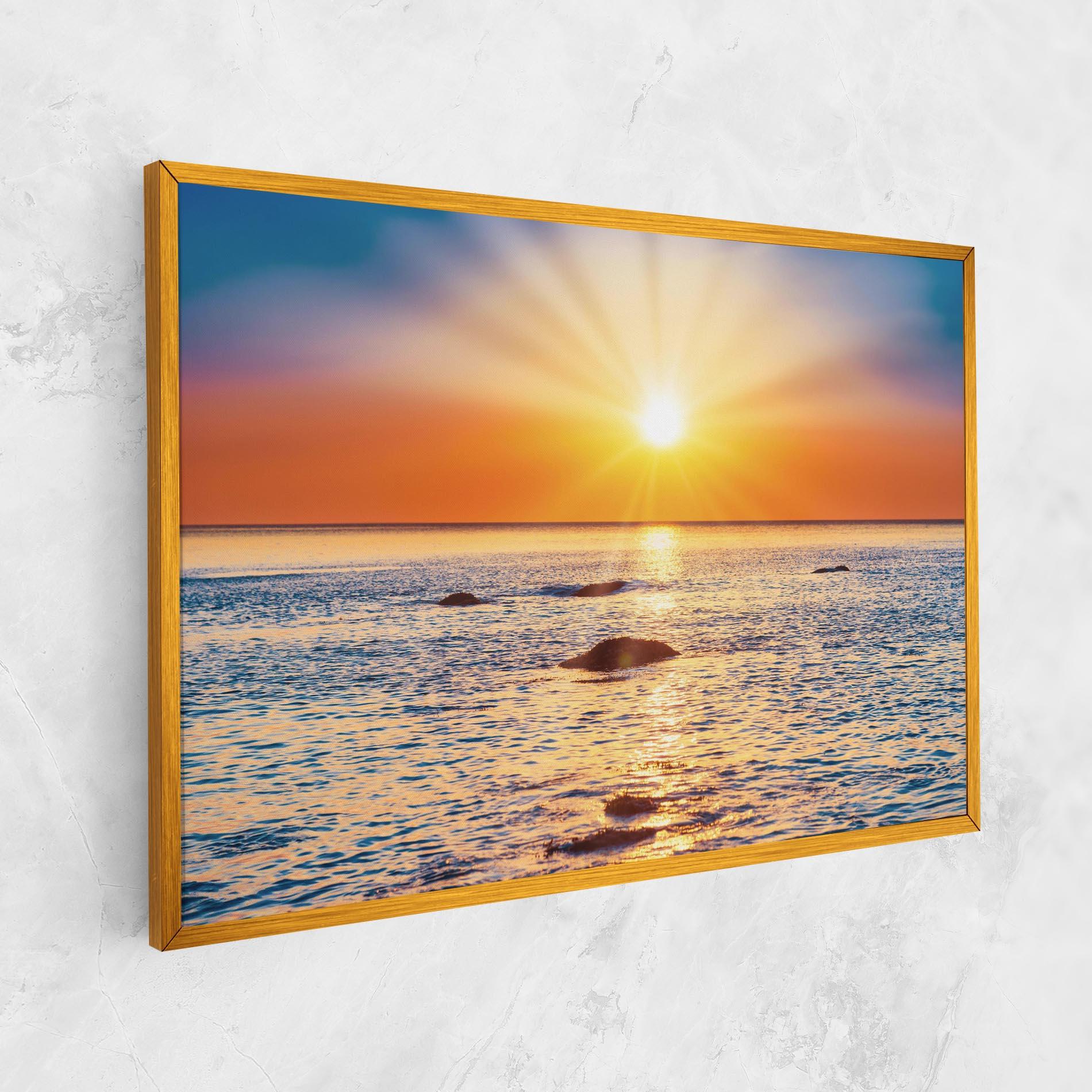 Tablou Canvas Sunset Beach Rocks mockup 1