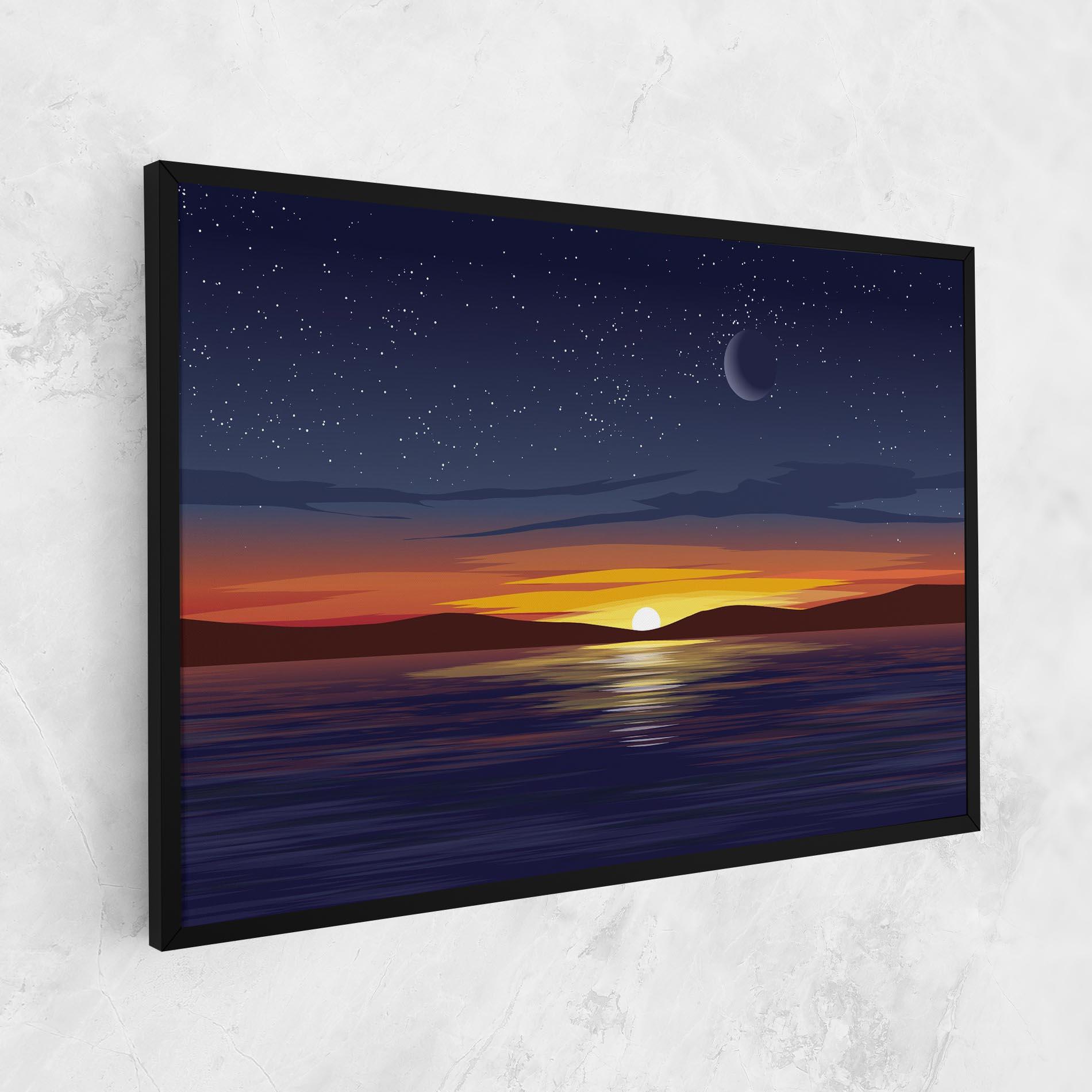 Tablou Canvas Ocean Moon Sunset mockup 1