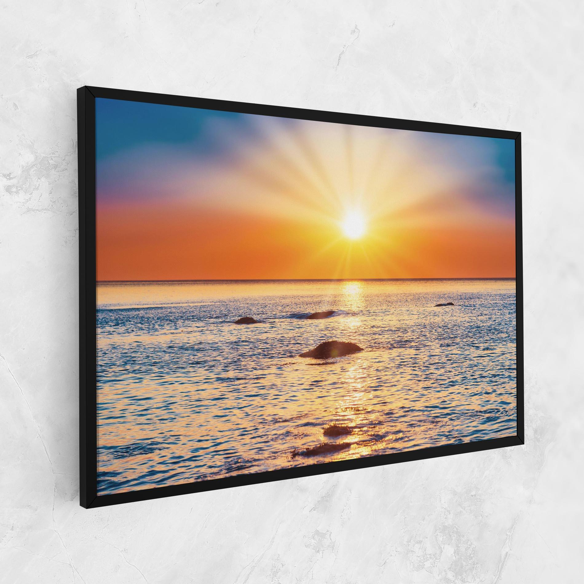 Tablou Canvas Sunset Beach Rocks mockup 1