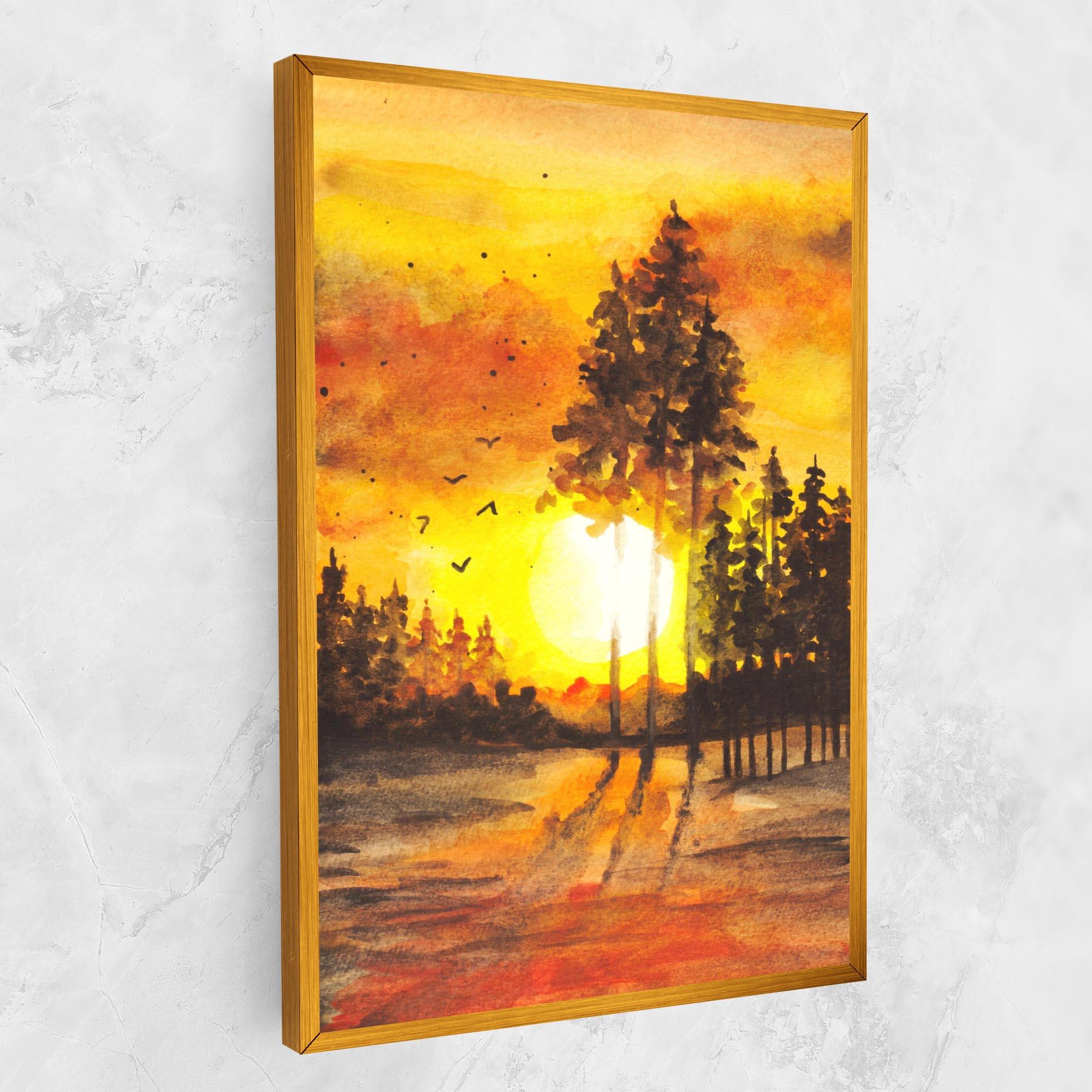 Tablou Canvas Watercolor Sunset Painting mockup 1