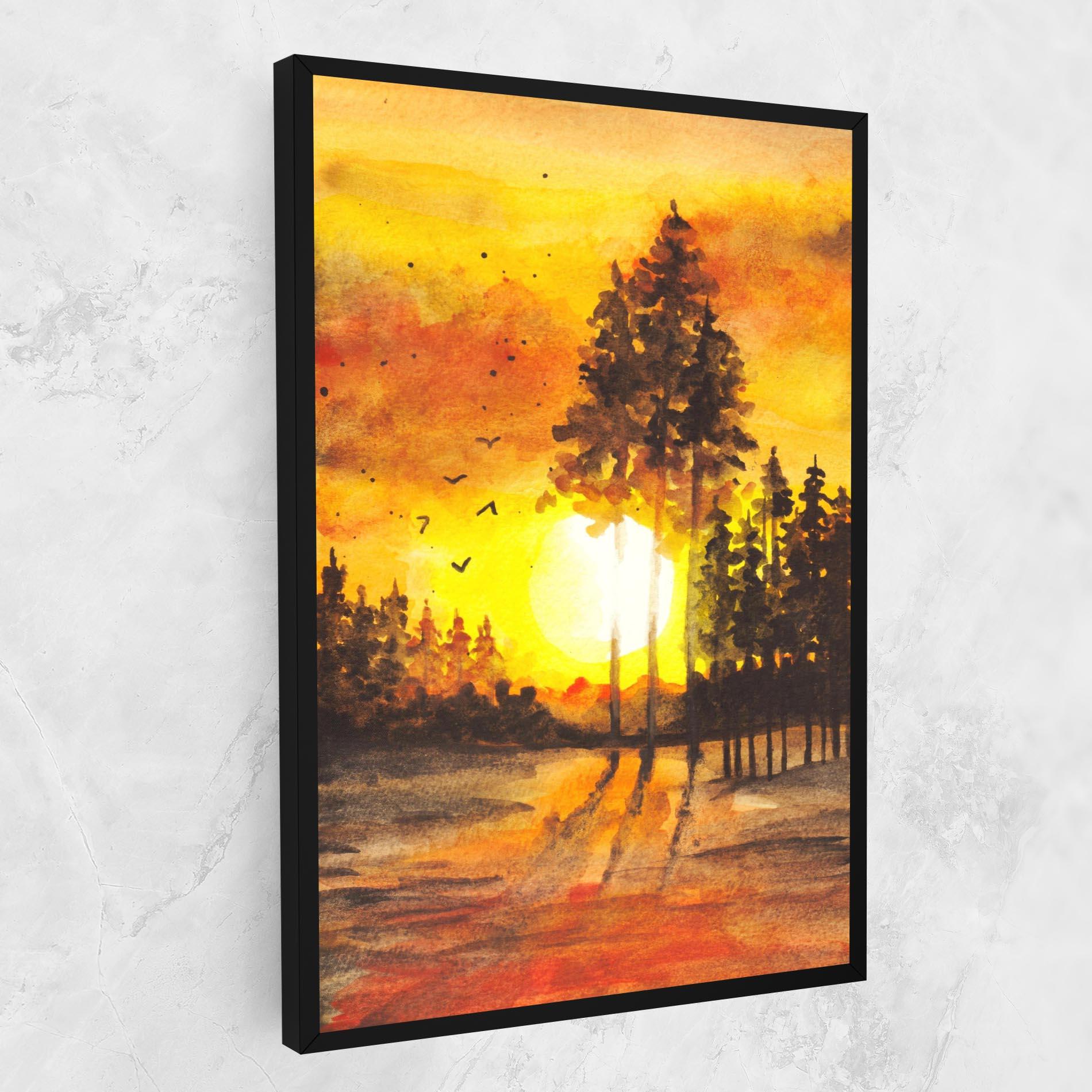Tablou Canvas Watercolor Sunset Painting mockup 1