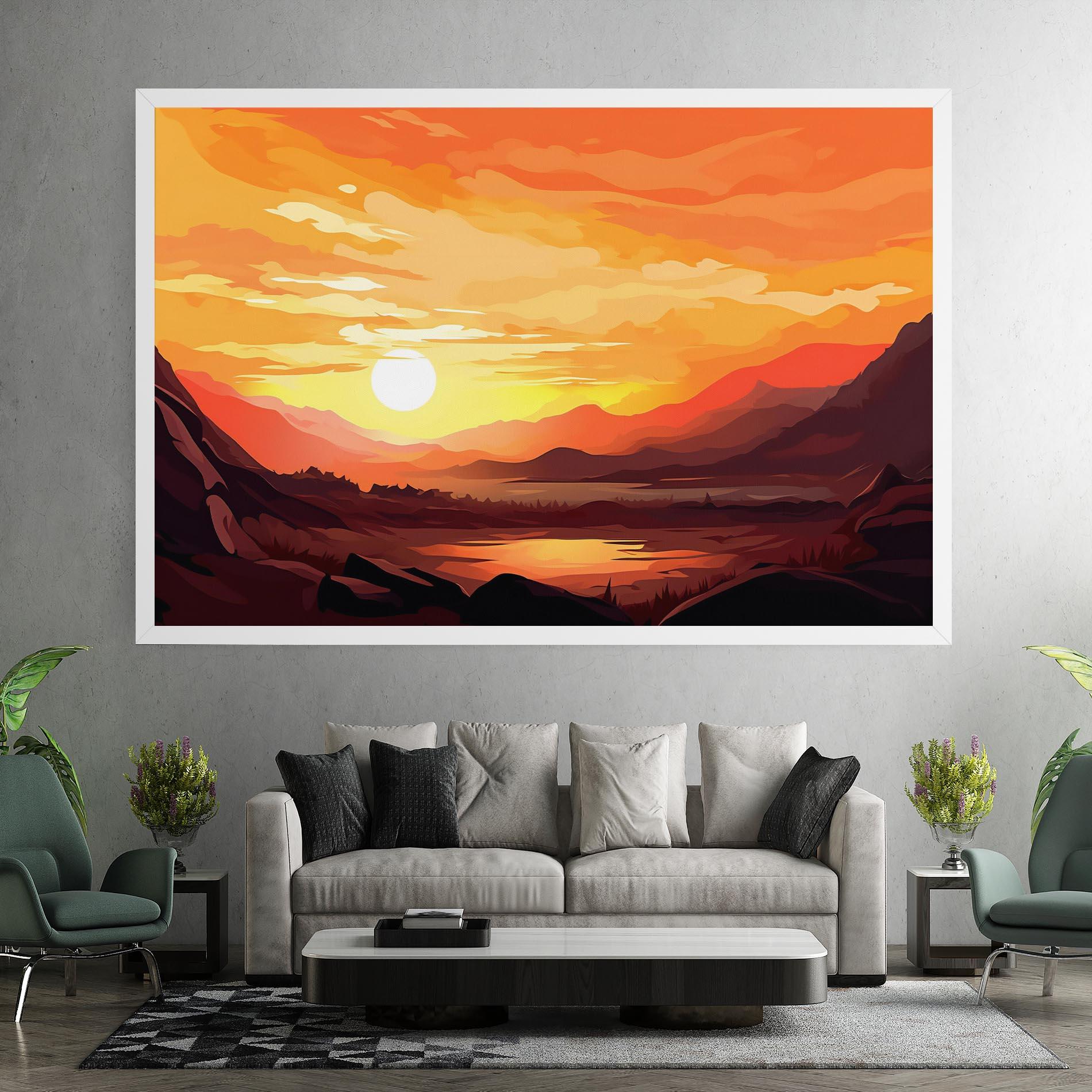 Tablou Canvas Beautiful Sunset Illustration mockup 7