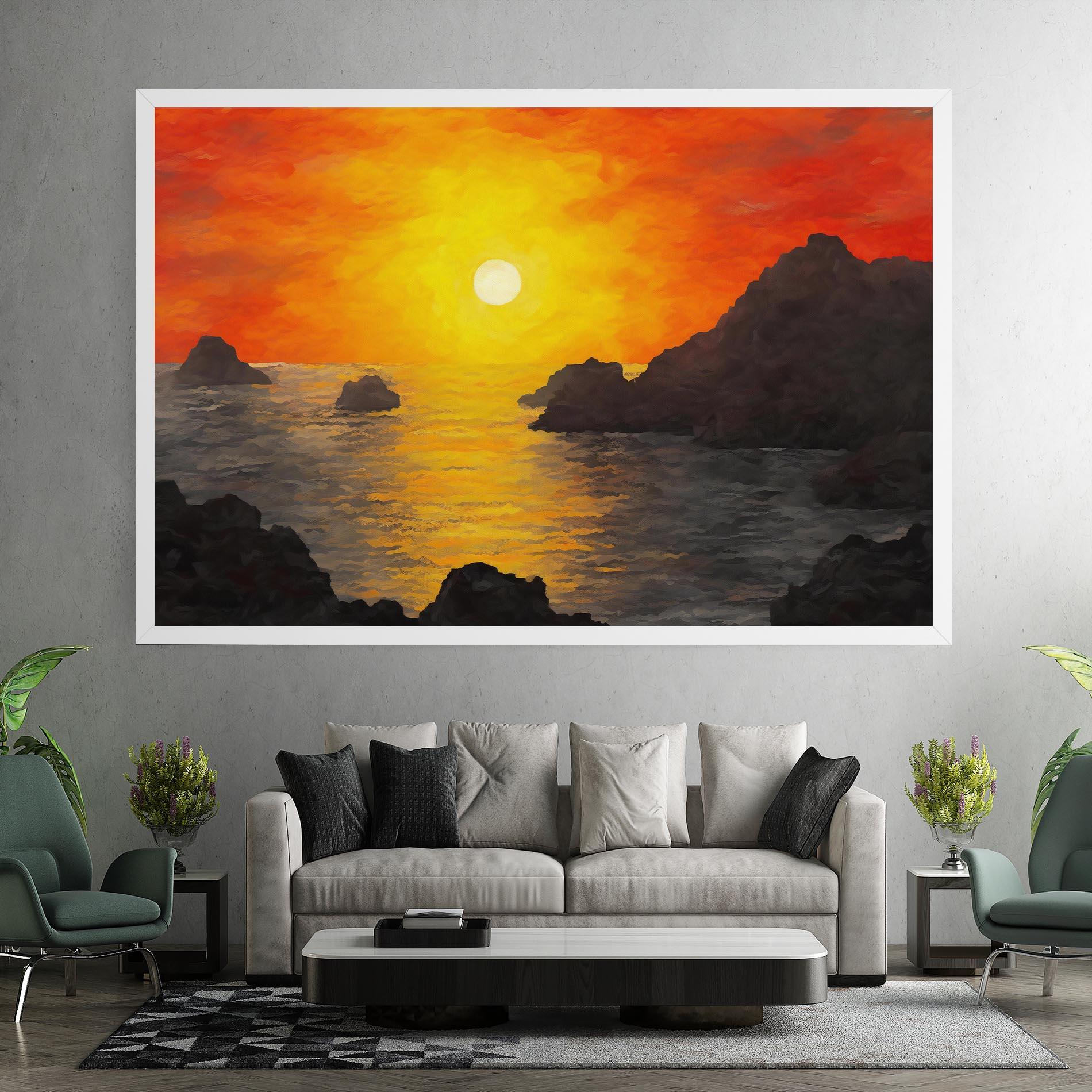 Tablou Canvas Mountains Rocks Painting mockup 7