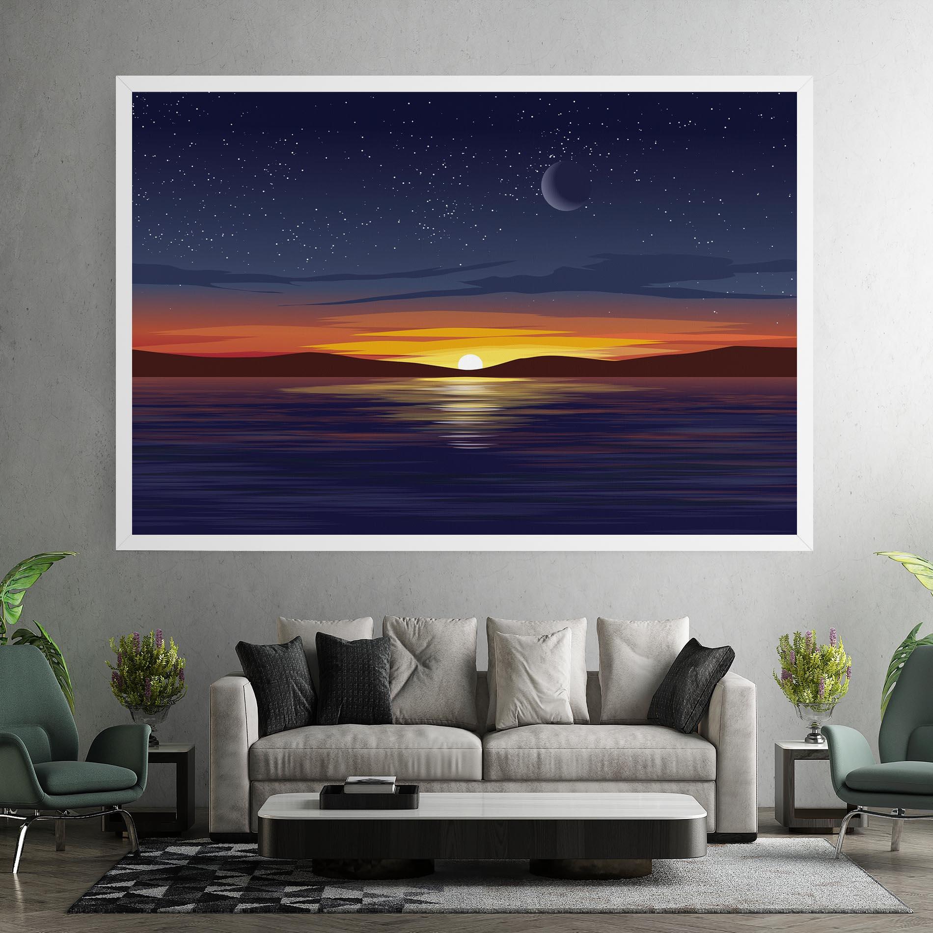 Tablou Canvas Ocean Moon Sunset mockup 7