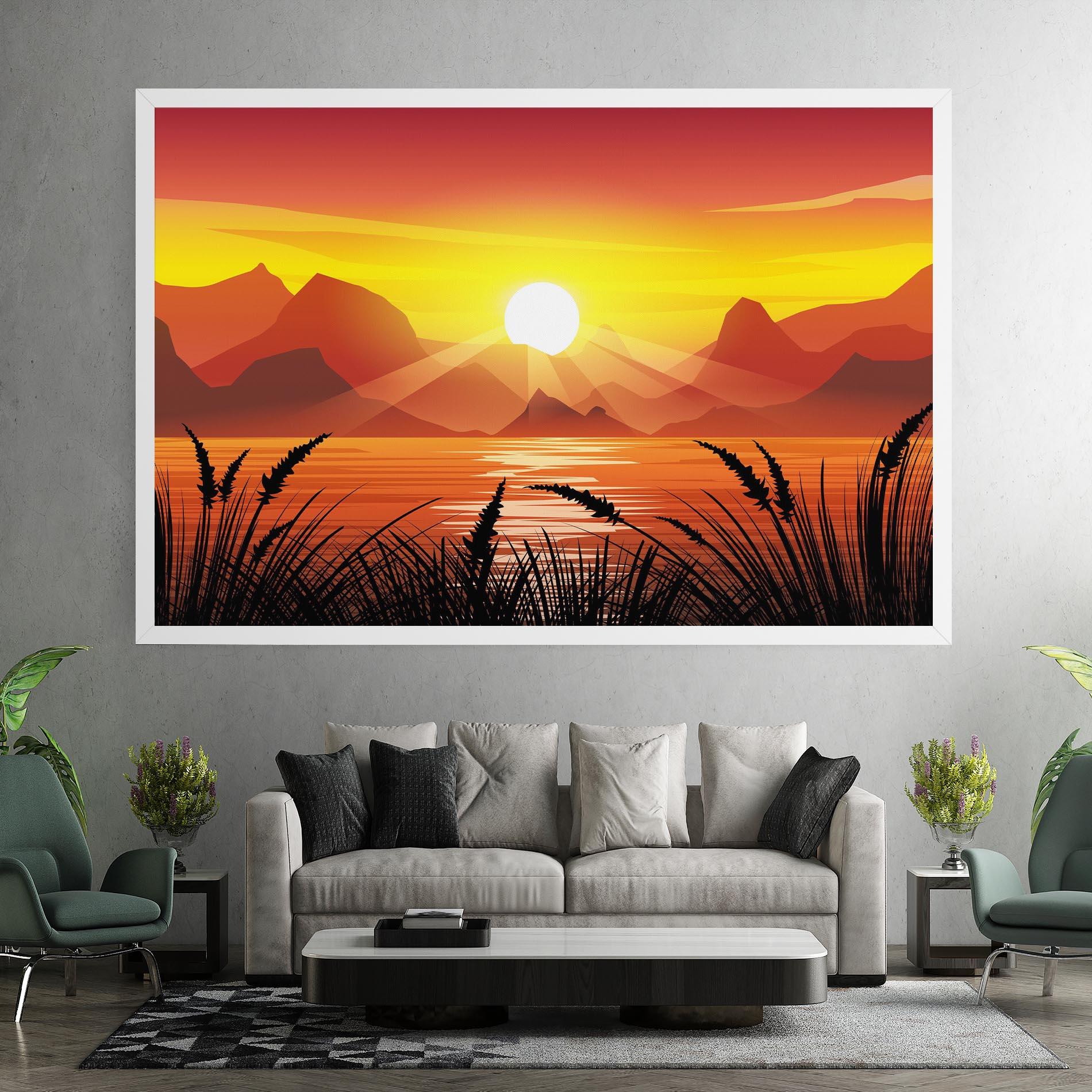 Tablou Canvas Sunrise Grass Art mockup 7