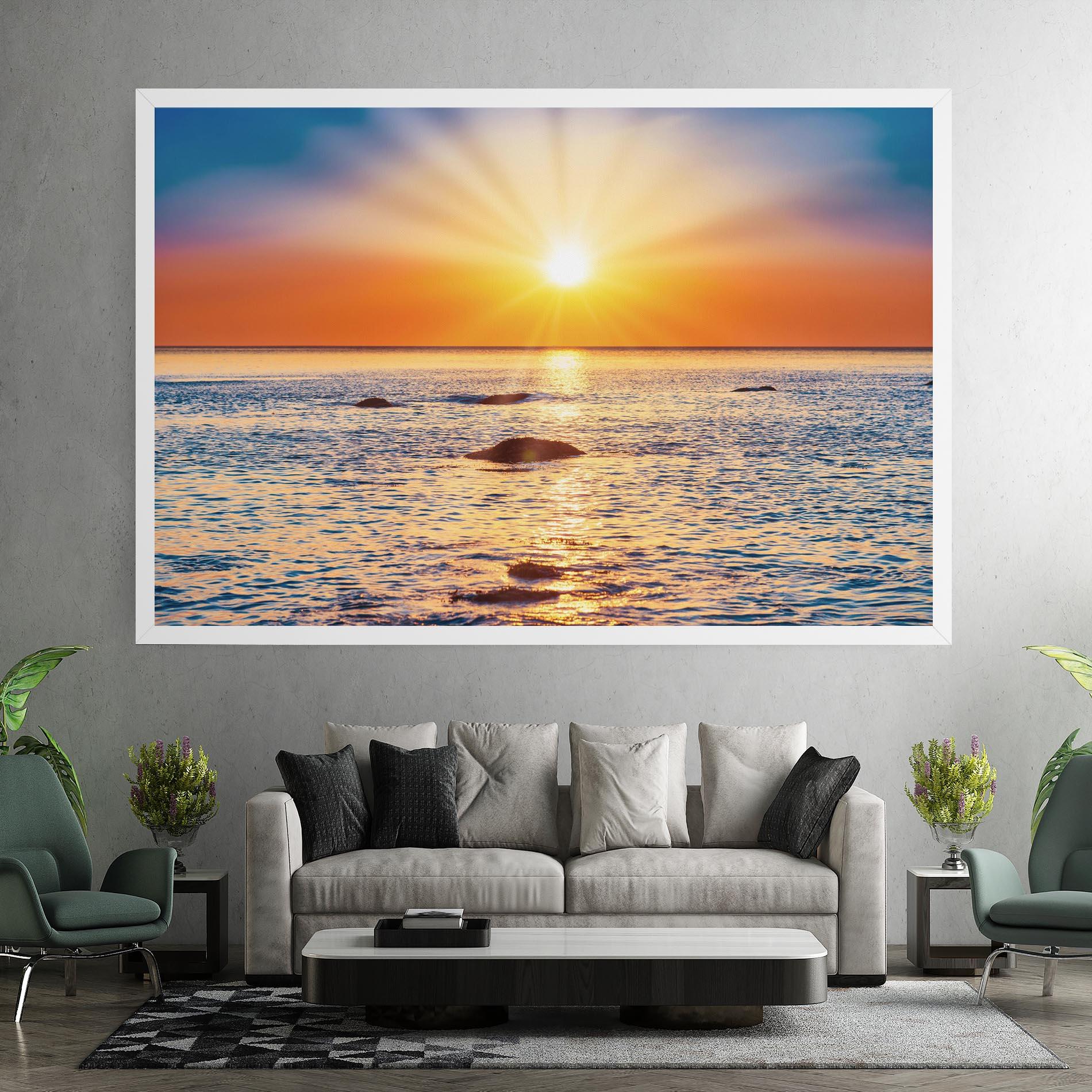 Tablou Canvas Sunset Beach Rocks mockup 7