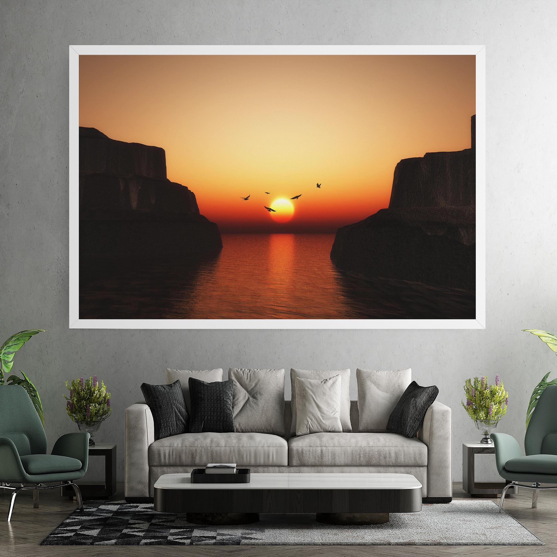 Tablou Canvas Sunset Silhouette Birds mockup 7