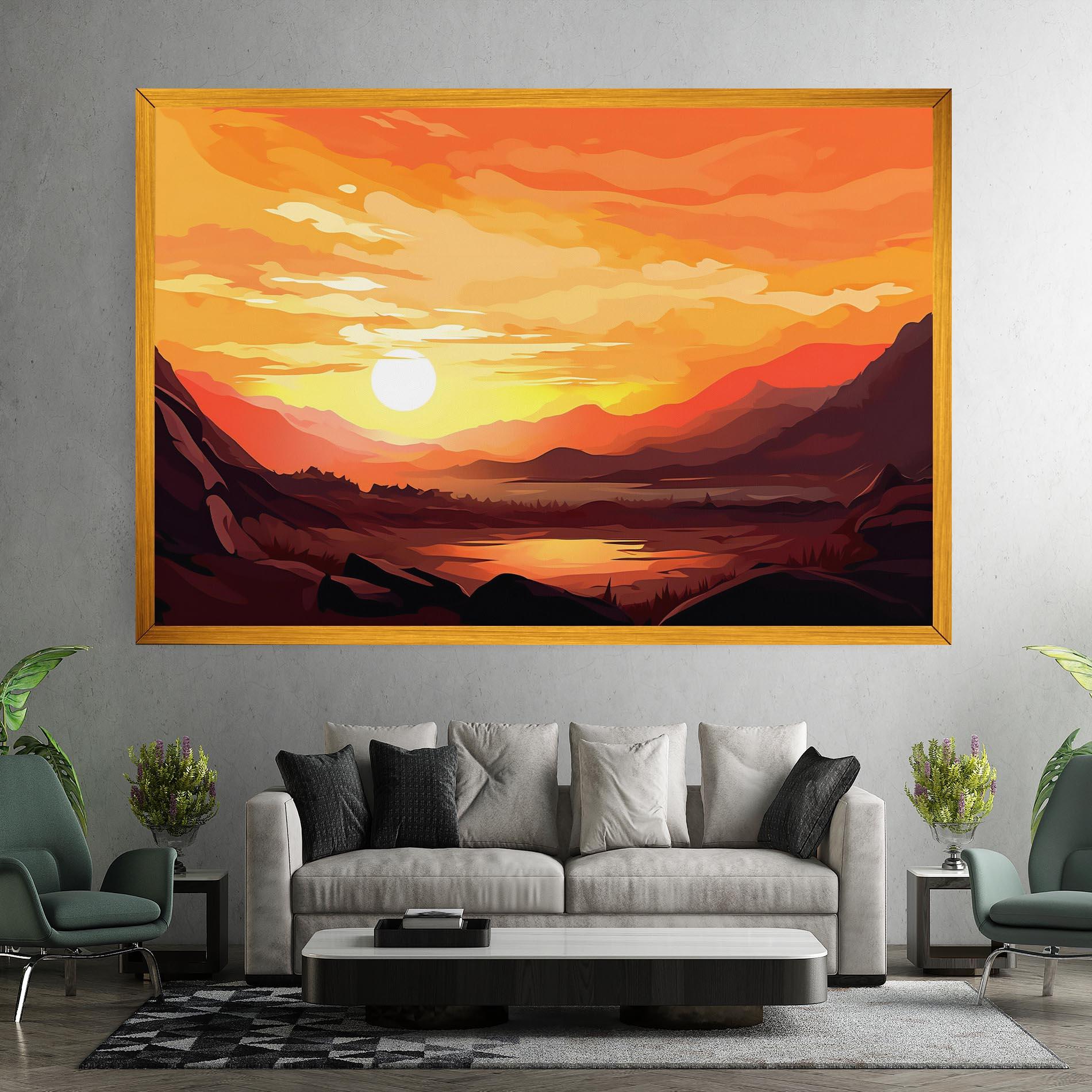 Tablou Canvas Beautiful Sunset Illustration mockup 7