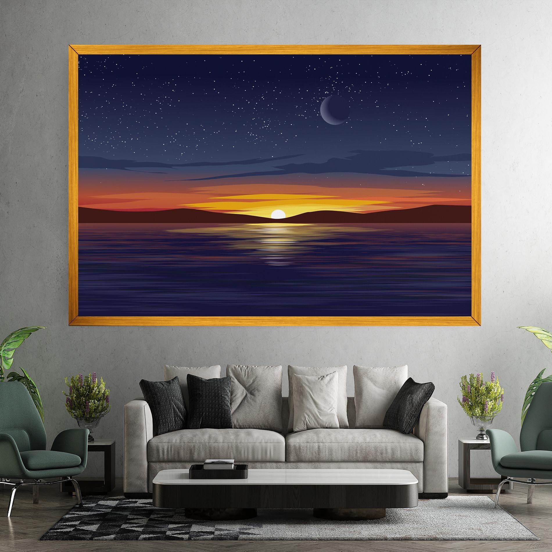 Tablou Canvas Ocean Moon Sunset mockup 7