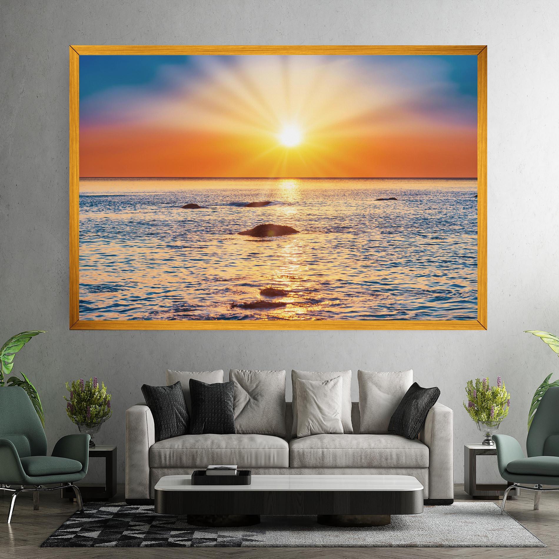Tablou Canvas Sunset Beach Rocks mockup 7