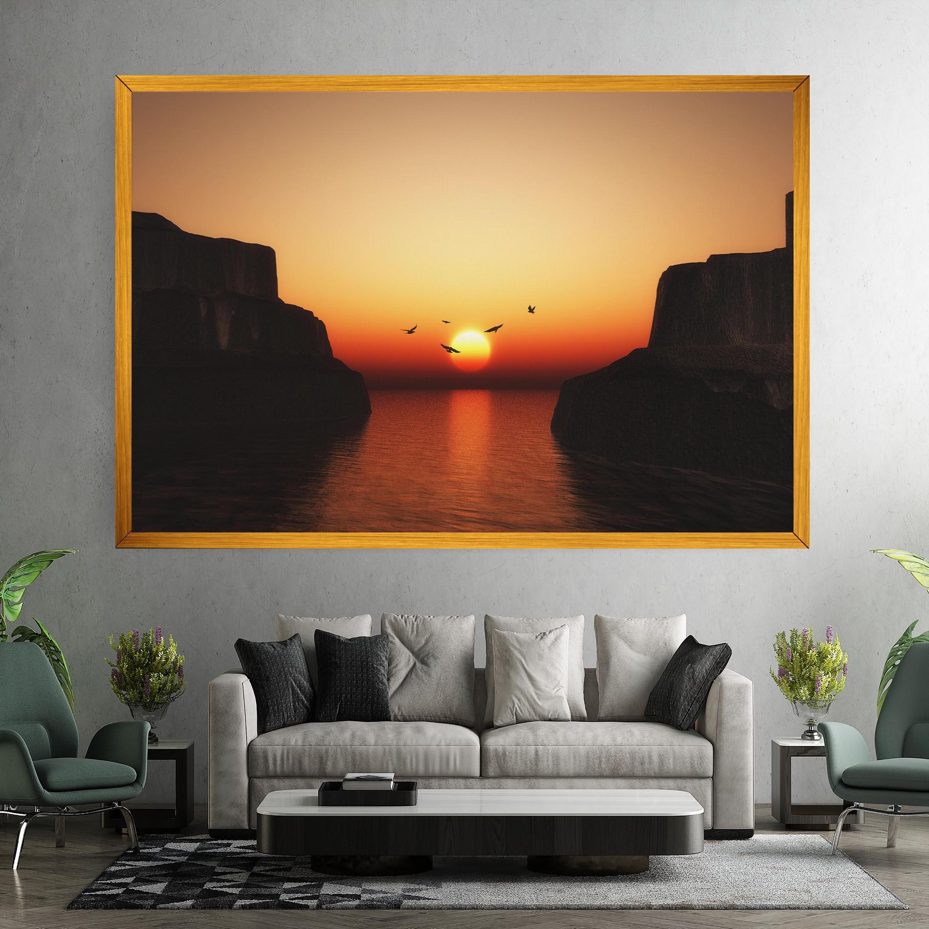 Tablou Canvas Sunset Silhouette Birds mockup 7