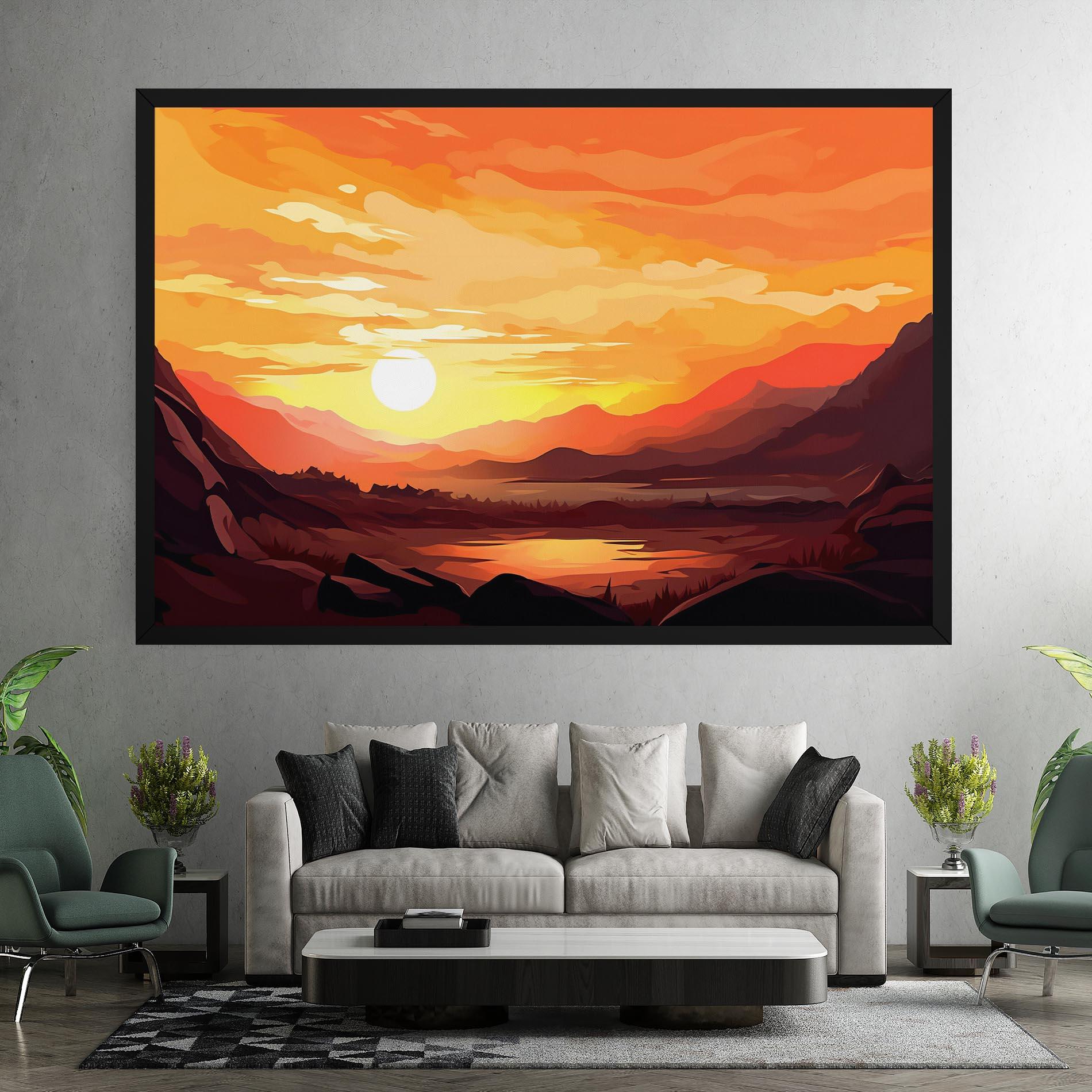 Tablou Canvas Beautiful Sunset Illustration mockup 7