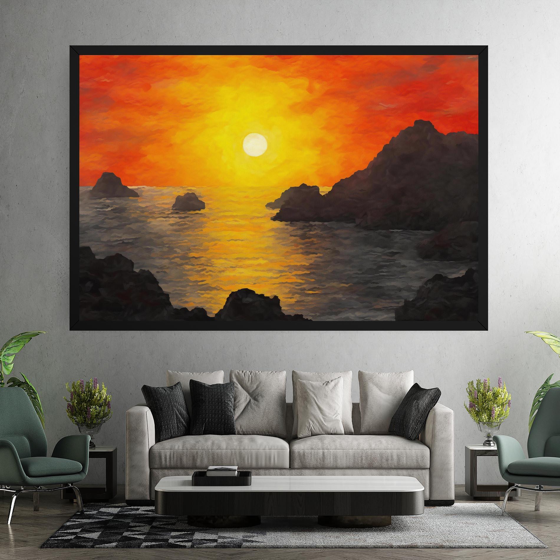 Tablou Canvas Mountains Rocks Painting mockup 7