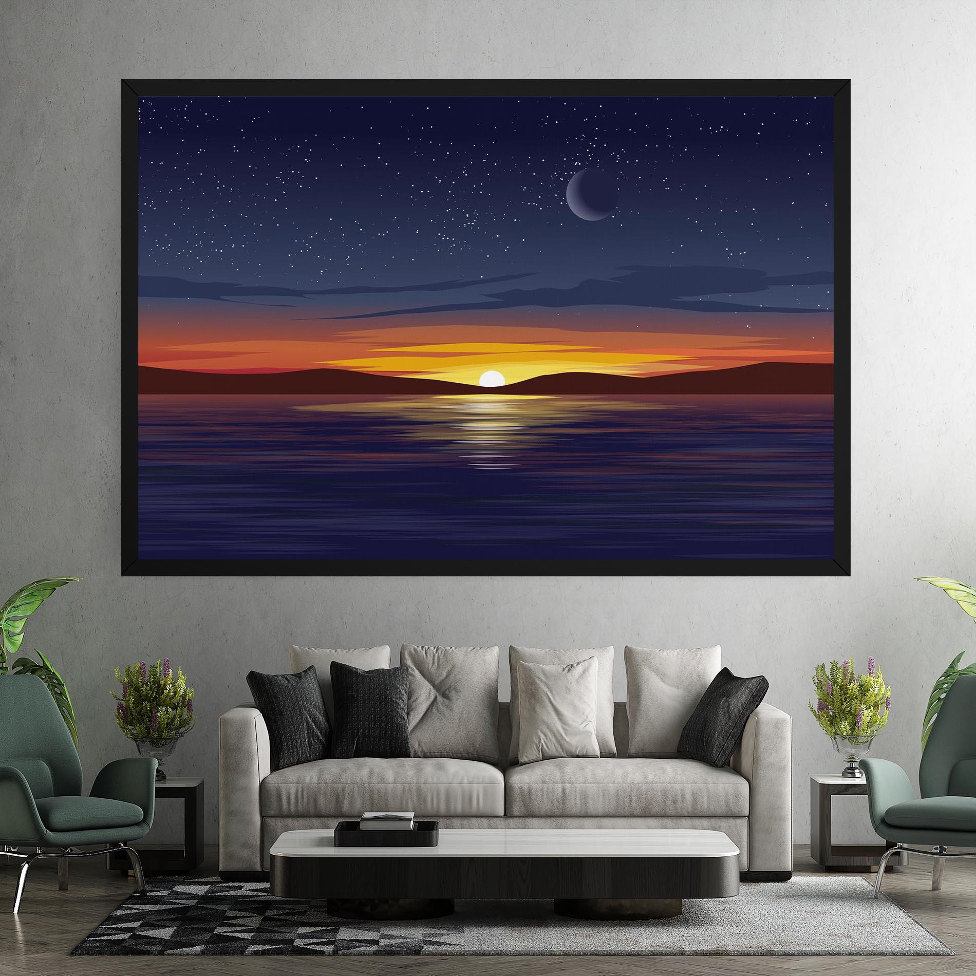 Tablou Canvas Ocean Moon Sunset mockup 7