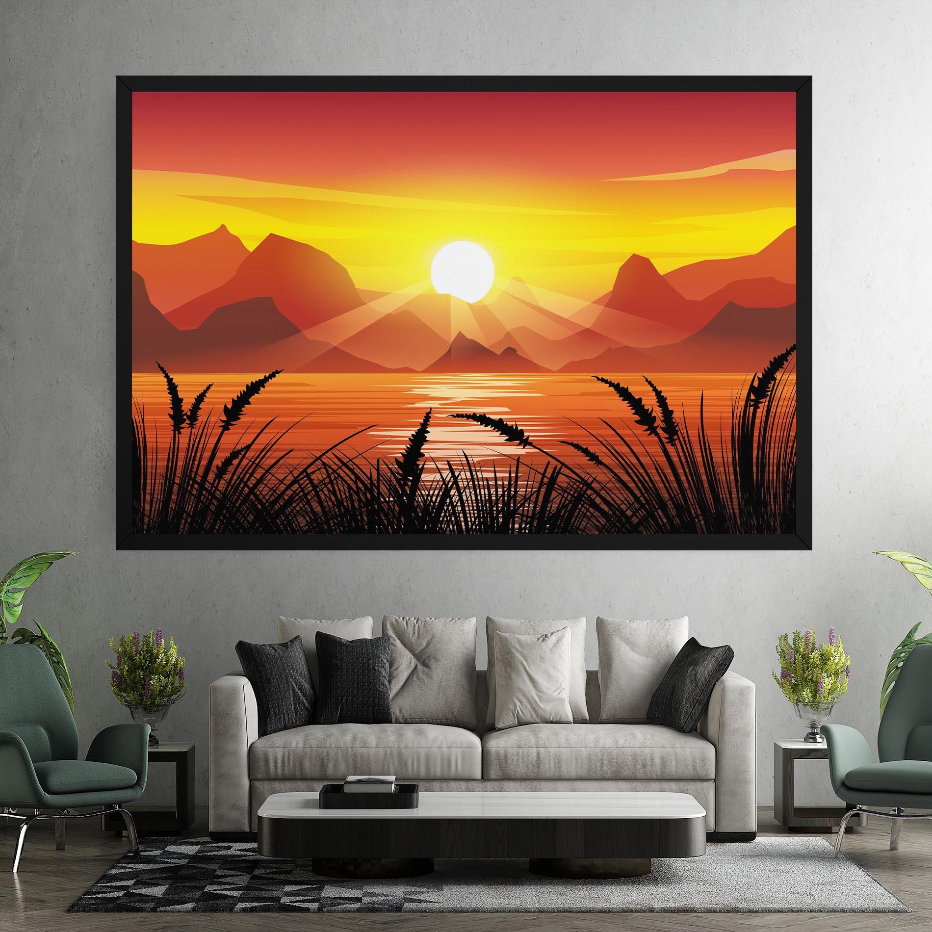 Tablou Canvas Sunrise Grass Art mockup 7