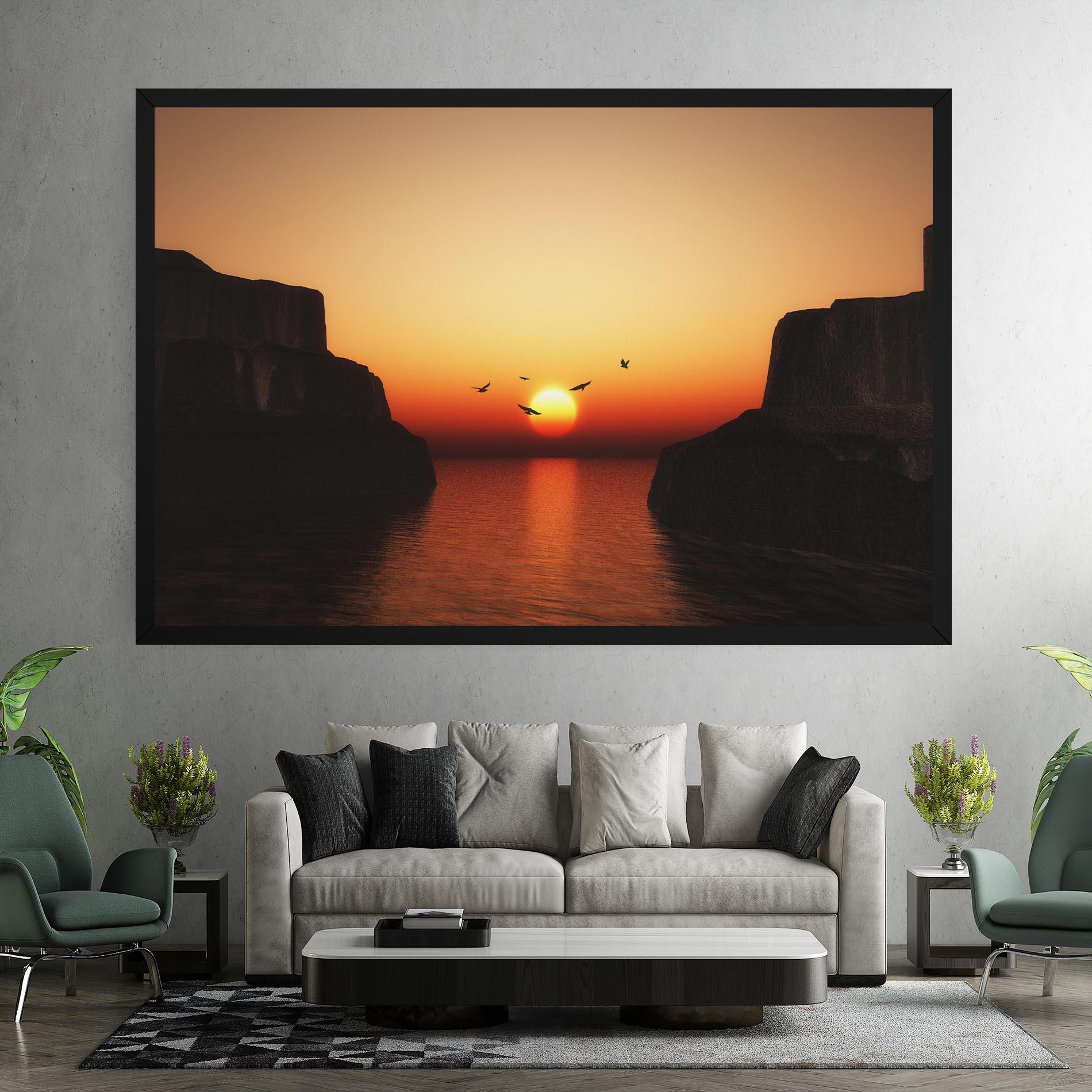Tablou Canvas Sunset Silhouette Birds mockup 7