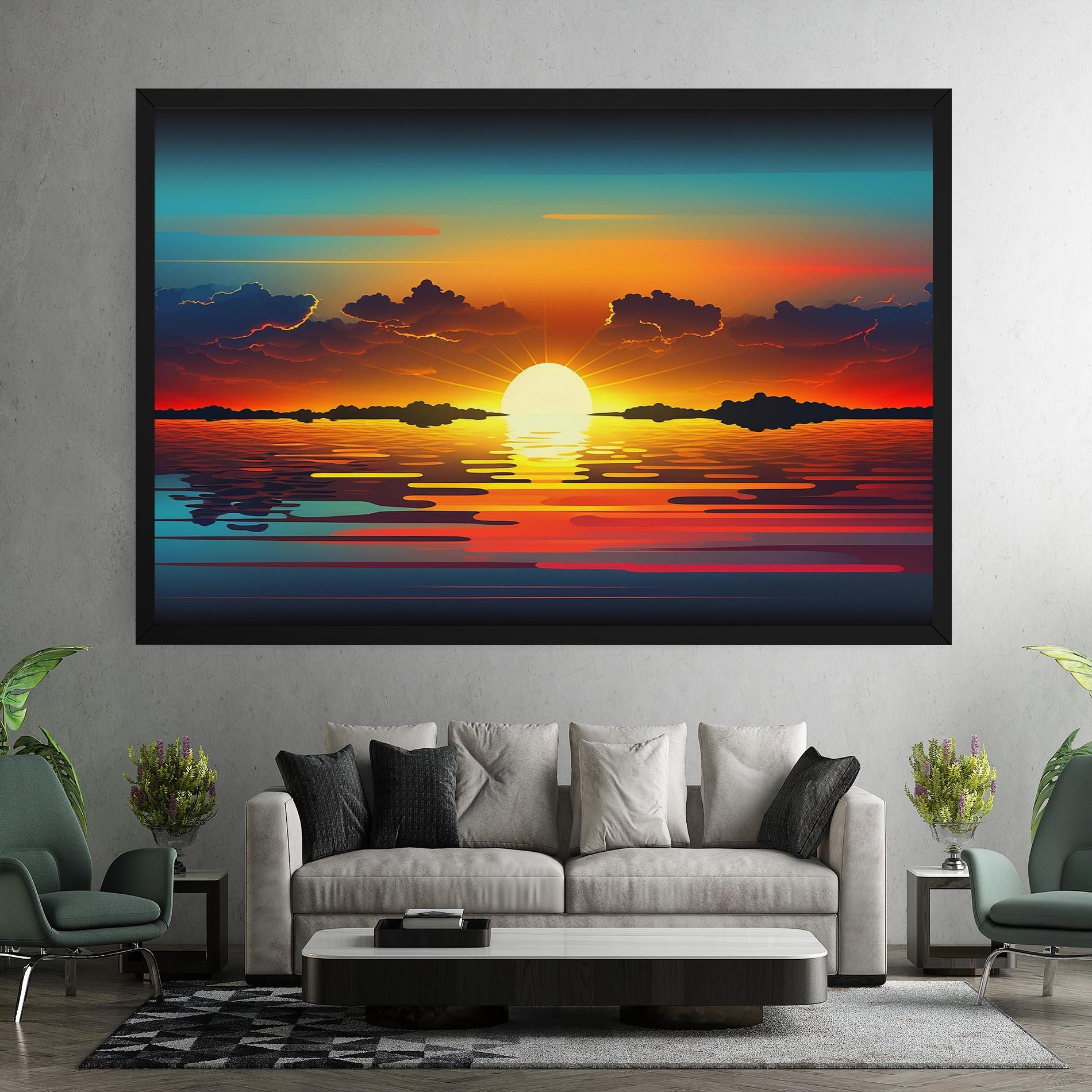Tablou Canvas Yellow Sunset Illustration mockup 7