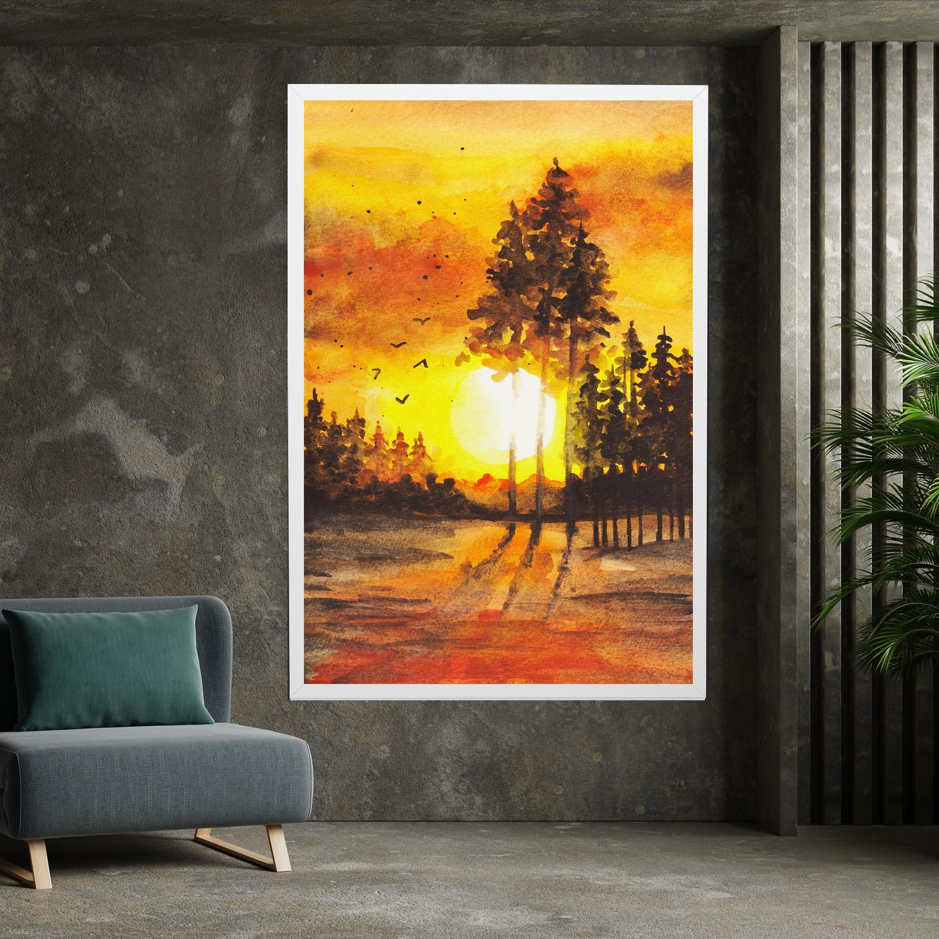Tablou Canvas Watercolor Sunset Painting mockup 7