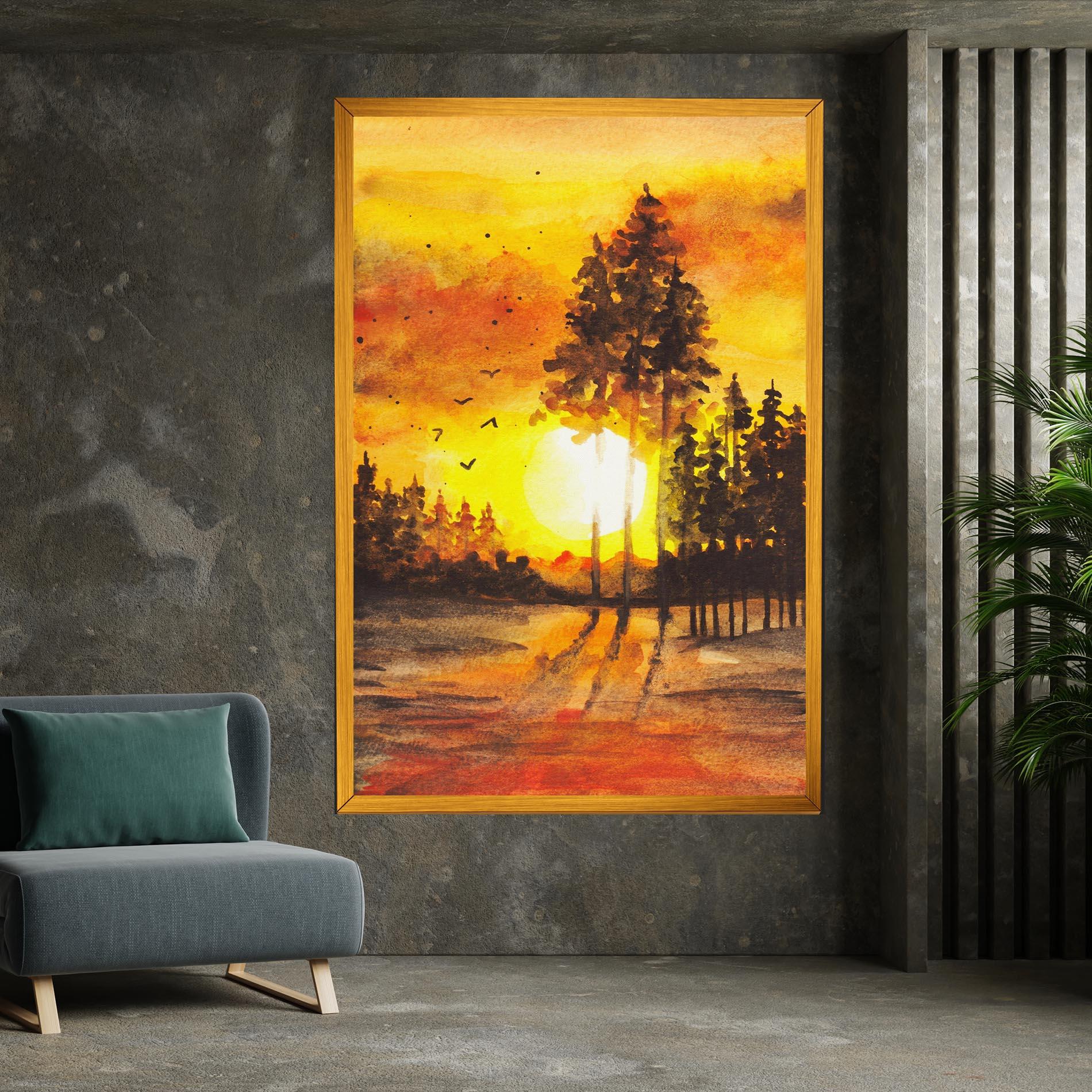 Tablou Canvas Watercolor Sunset Painting mockup 7