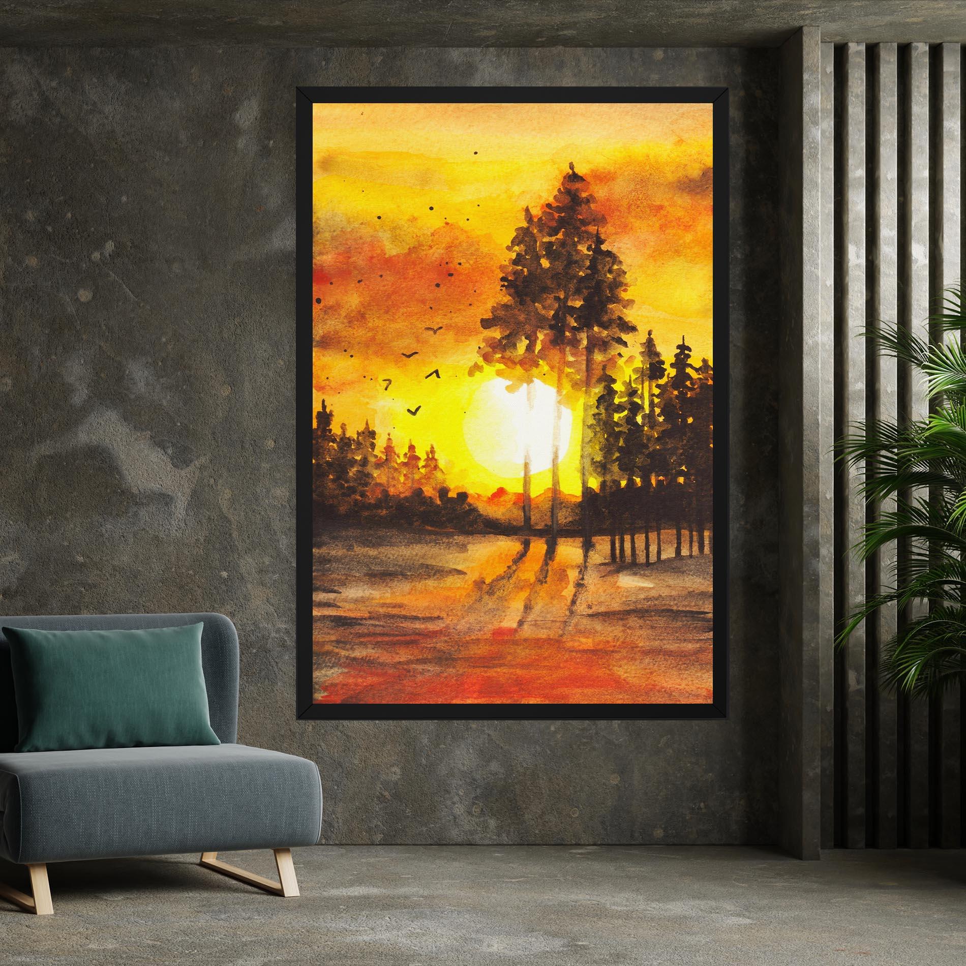 Tablou Canvas Watercolor Sunset Painting mockup 7