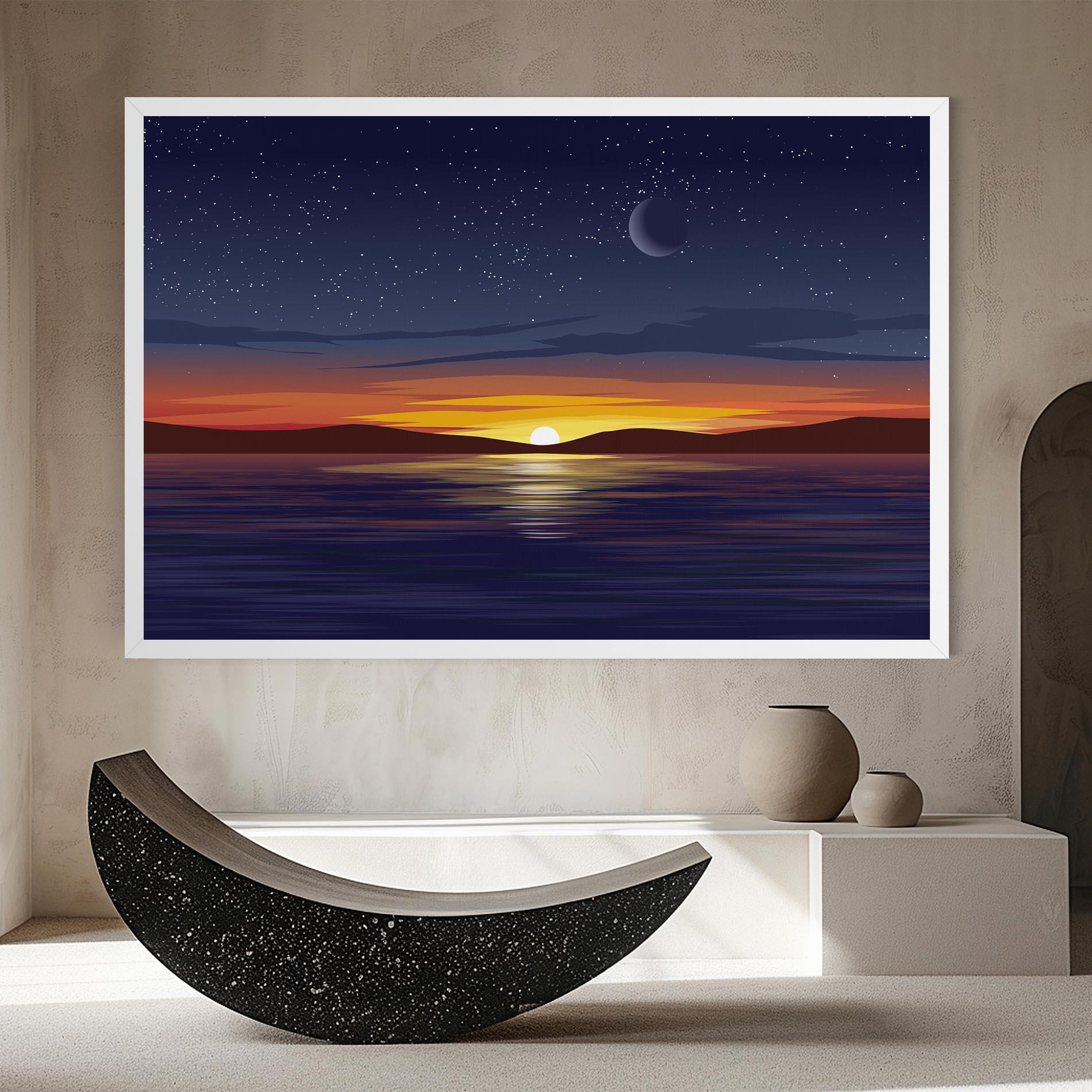 Tablou Canvas Ocean Moon Sunset mockup 8