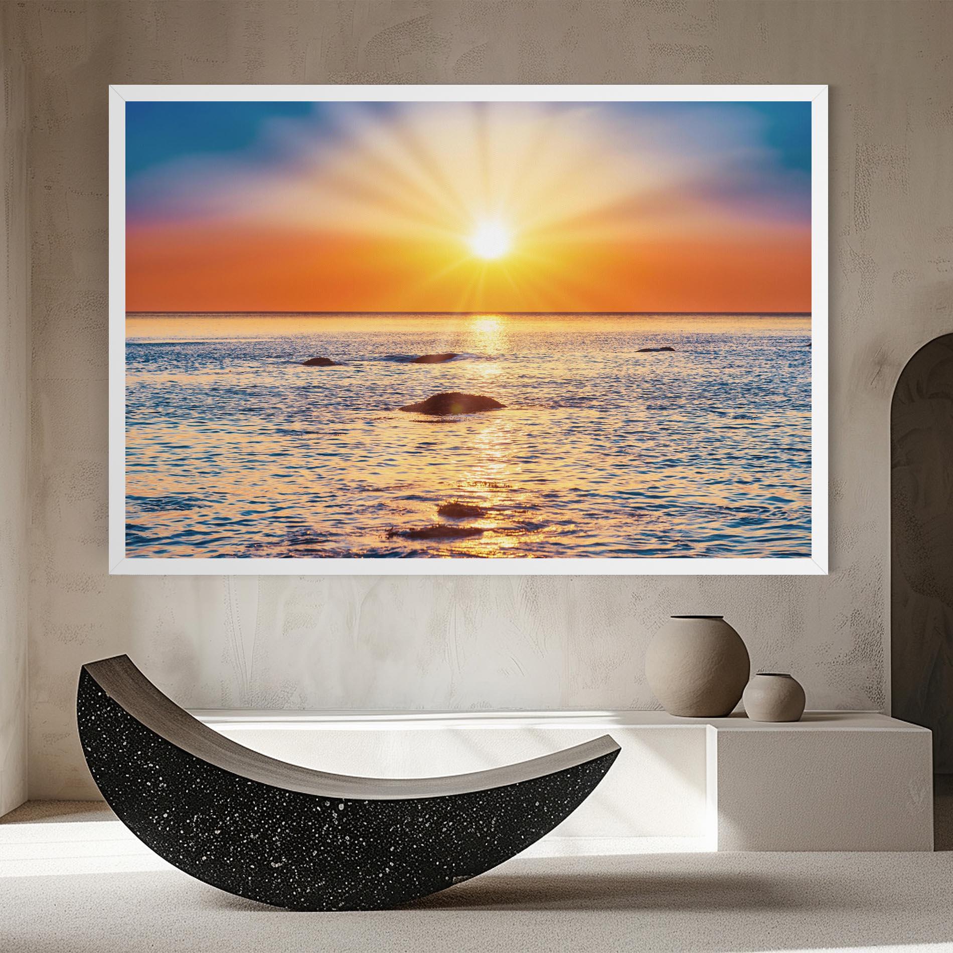 Tablou Canvas Sunset Beach Rocks mockup 8