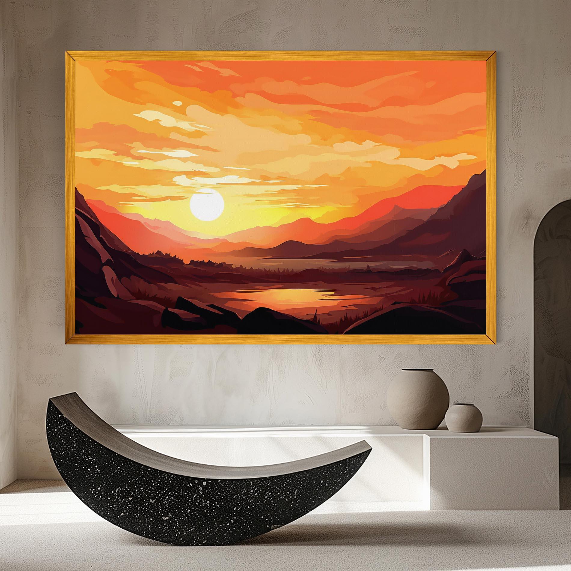 Tablou Canvas Beautiful Sunset Illustration mockup 8