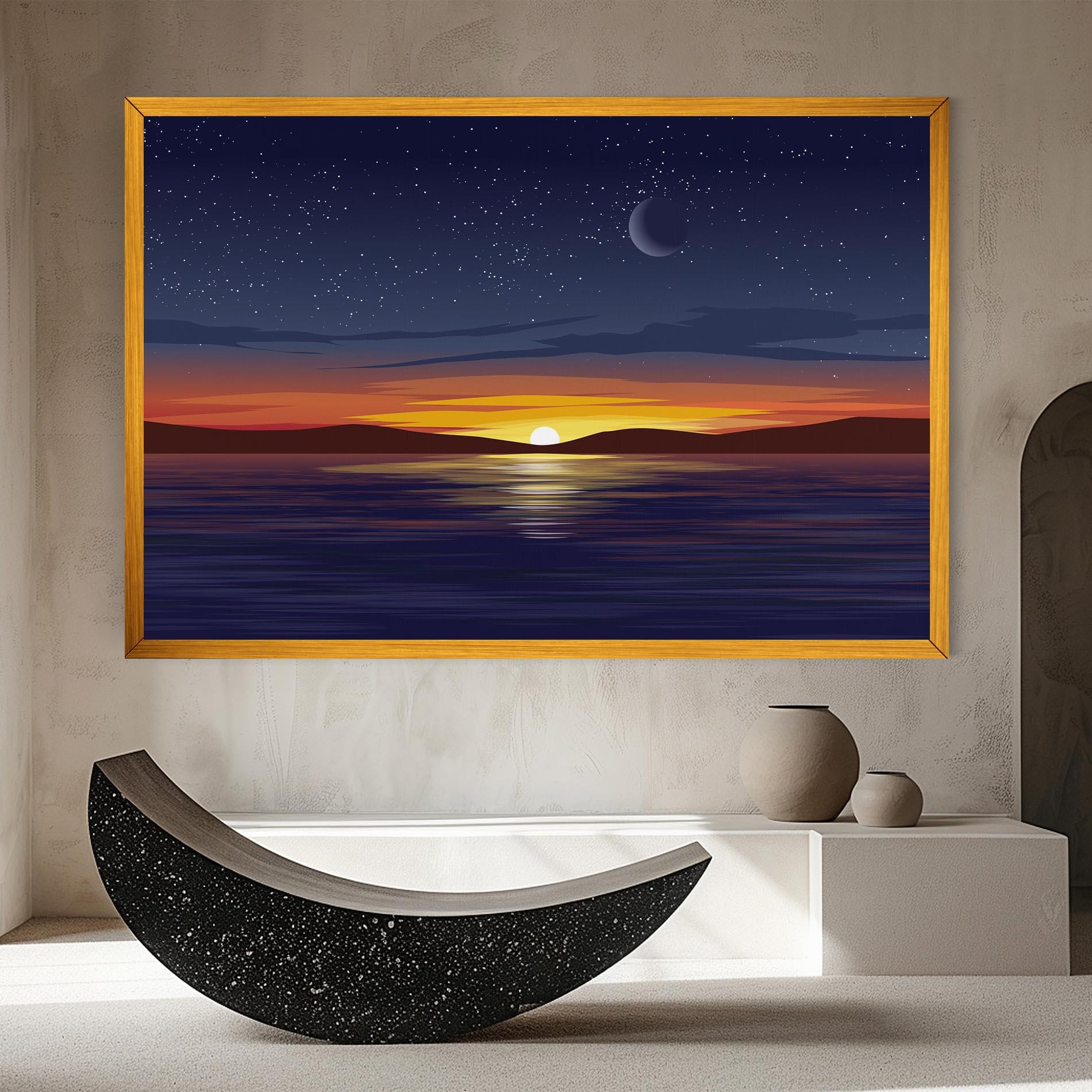 Tablou Canvas Ocean Moon Sunset mockup 8