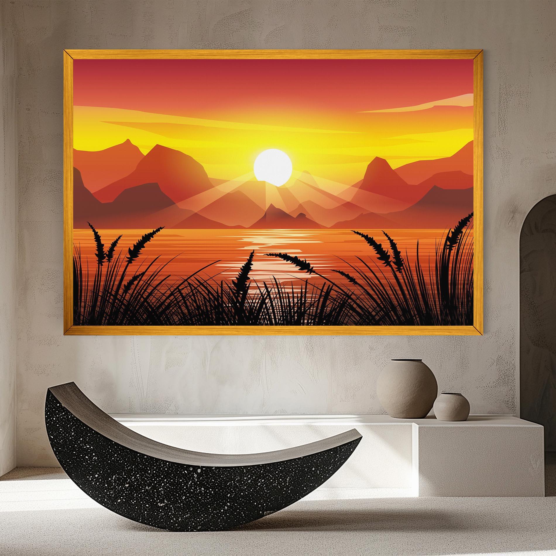 Tablou Canvas Sunrise Grass Art mockup 8
