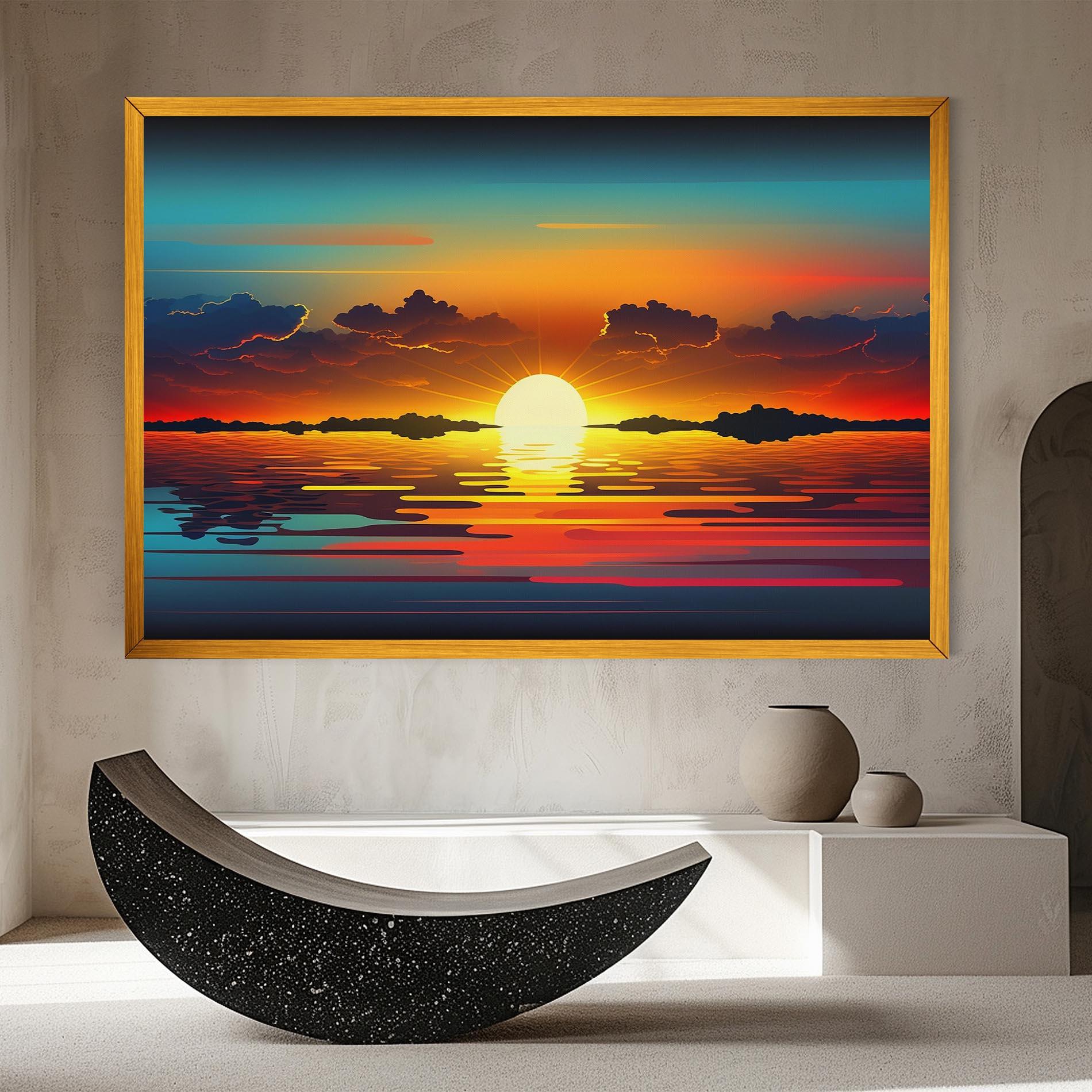 Tablou Canvas Yellow Sunset Illustration mockup 8