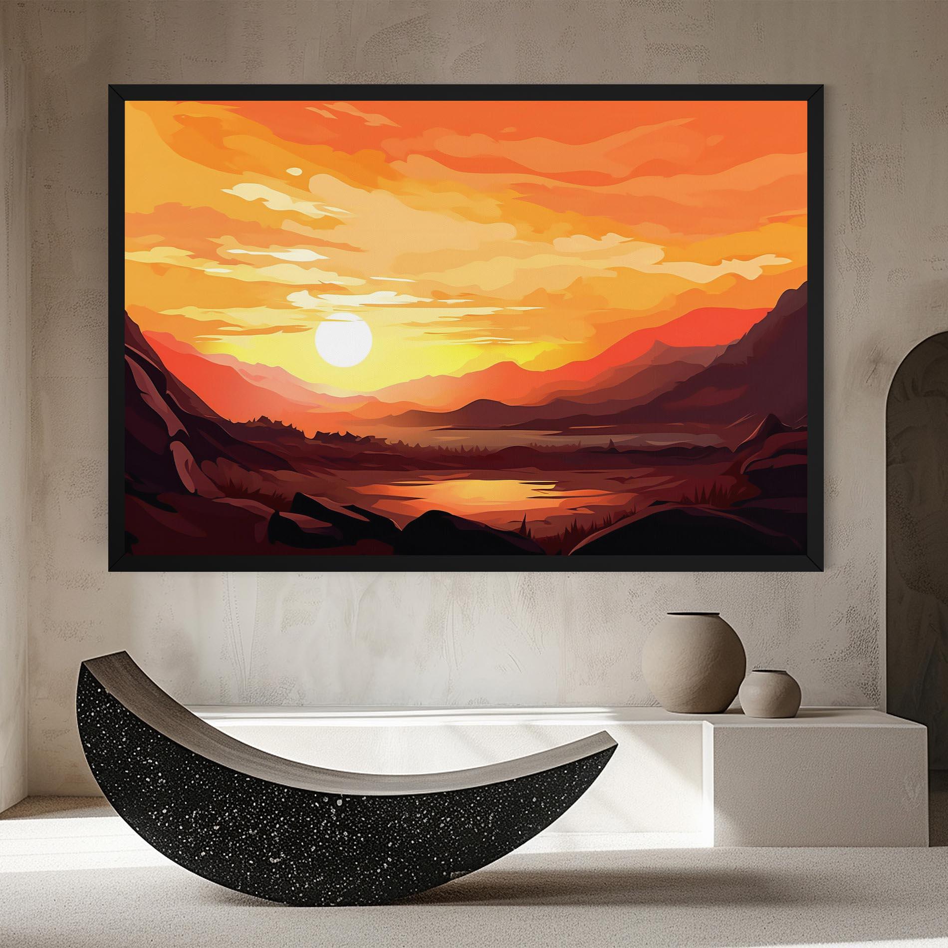 Tablou Canvas Beautiful Sunset Illustration mockup 8
