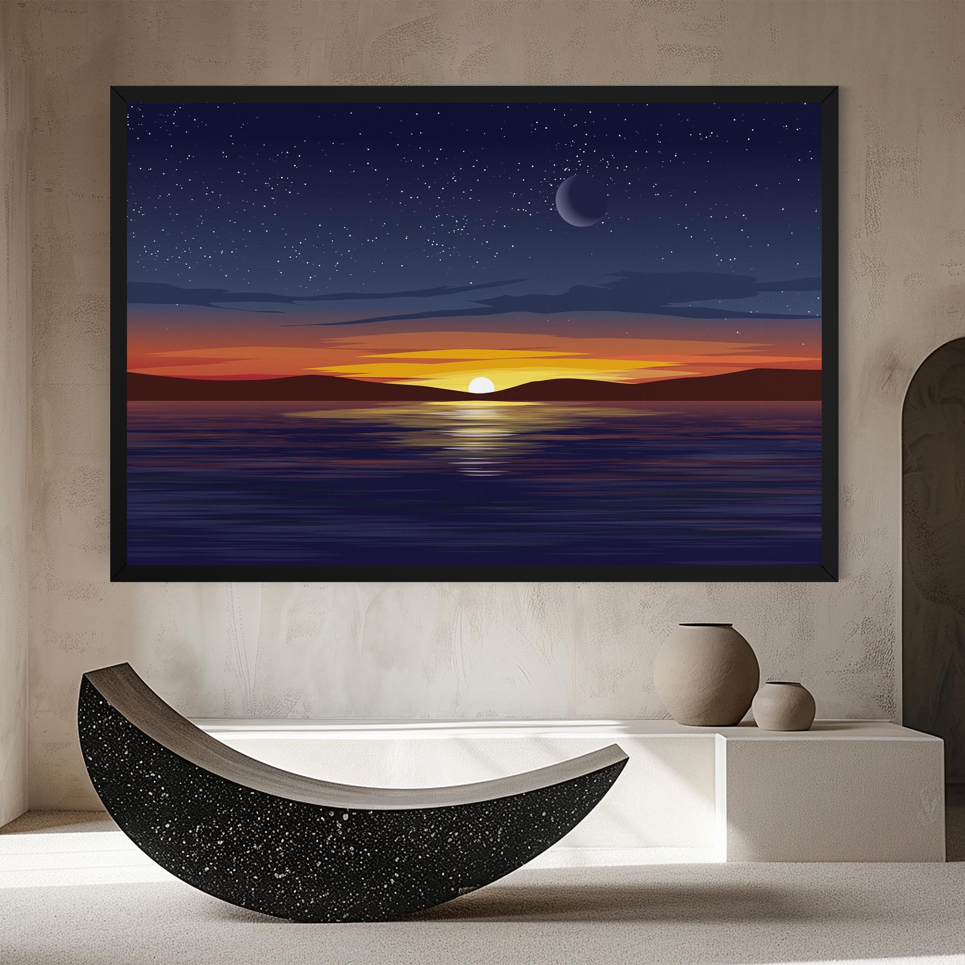 Tablou Canvas Ocean Moon Sunset mockup 8