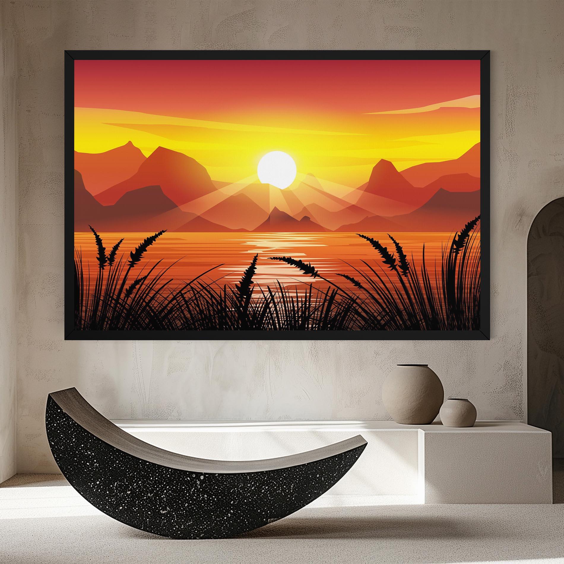 Tablou Canvas Sunrise Grass Art mockup 8