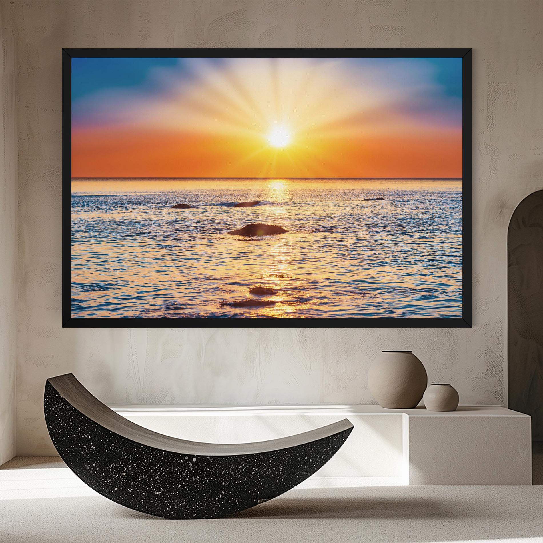 Tablou Canvas Sunset Beach Rocks mockup 8