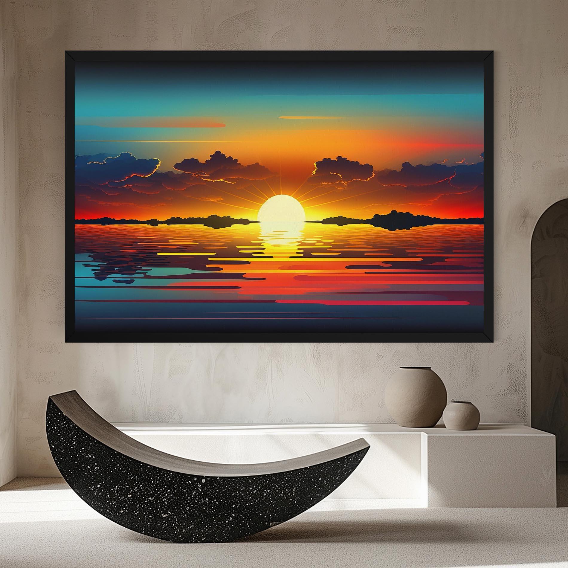 Tablou Canvas Yellow Sunset Illustration mockup 8