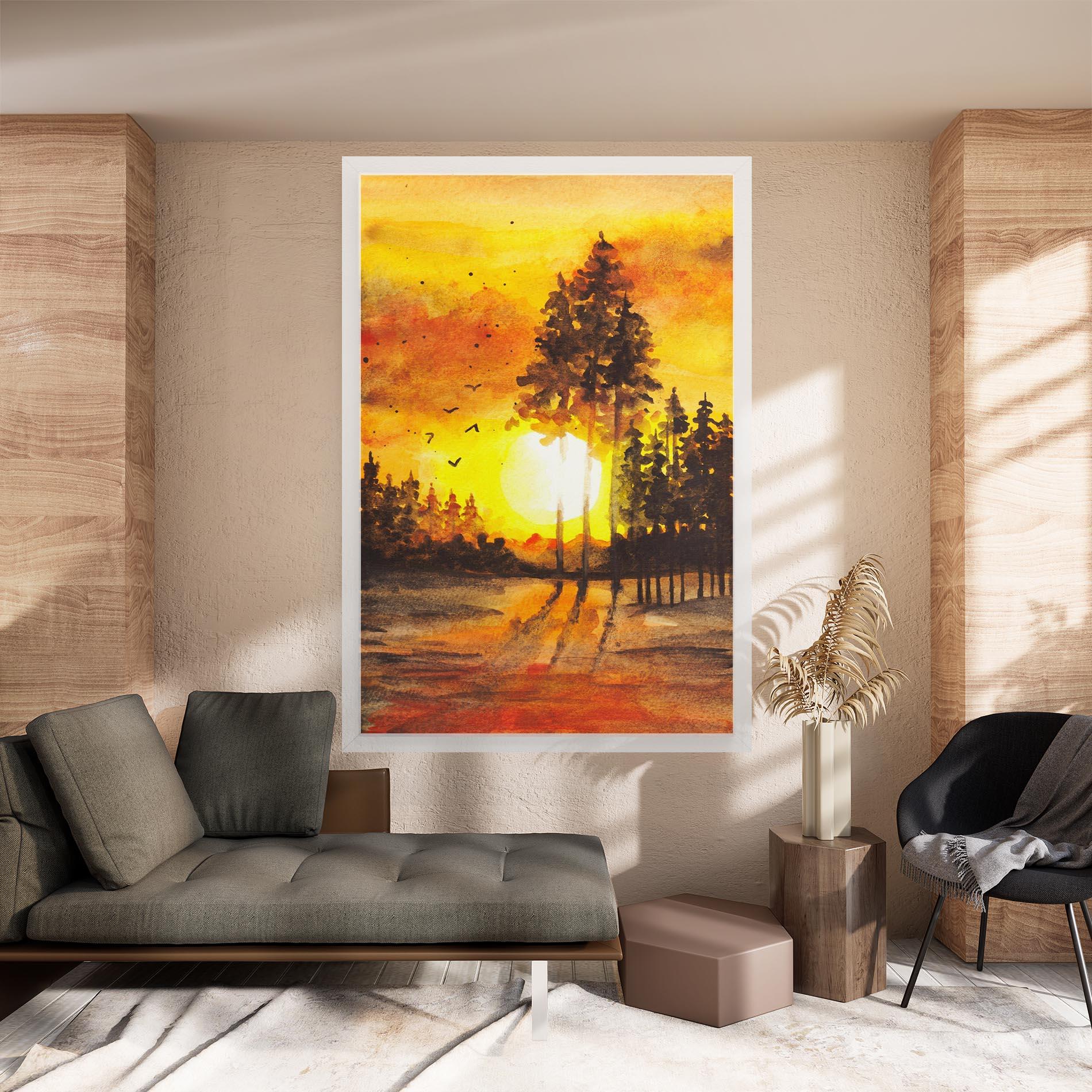 Tablou Canvas Watercolor Sunset Painting mockup 8