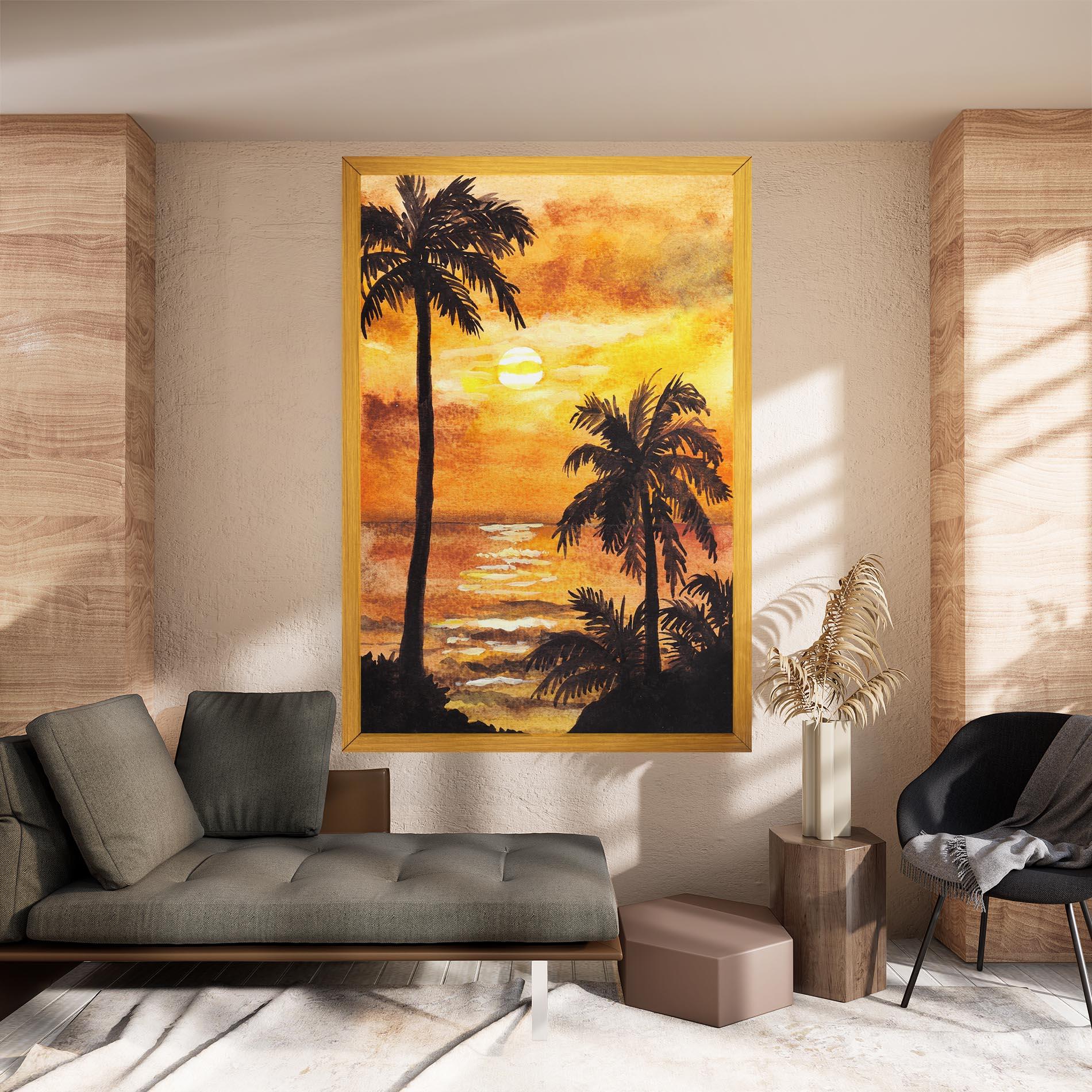 Tablou Canvas Watercolor Painting Sunrise mockup 8