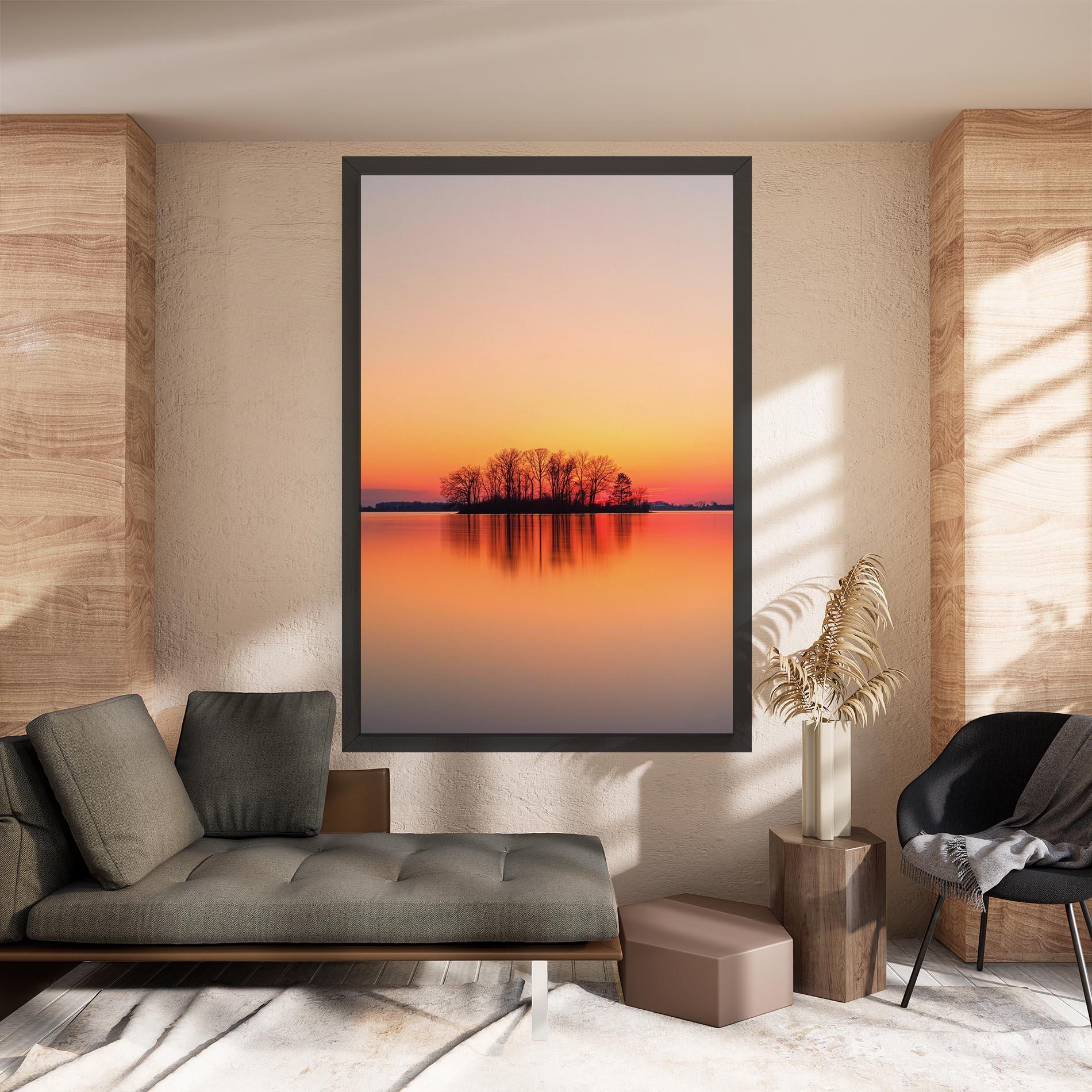 Tablou Canvas Tree Sunset Lake mockup 8
