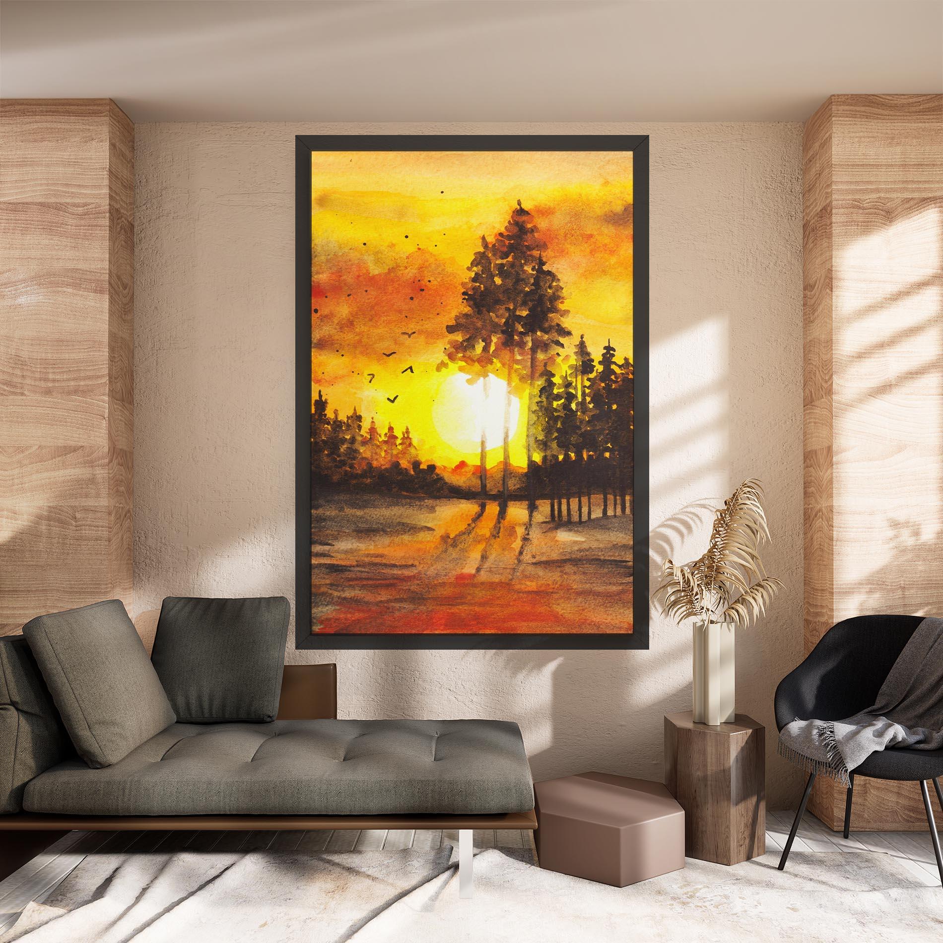 Tablou Canvas Watercolor Sunset Painting mockup 8