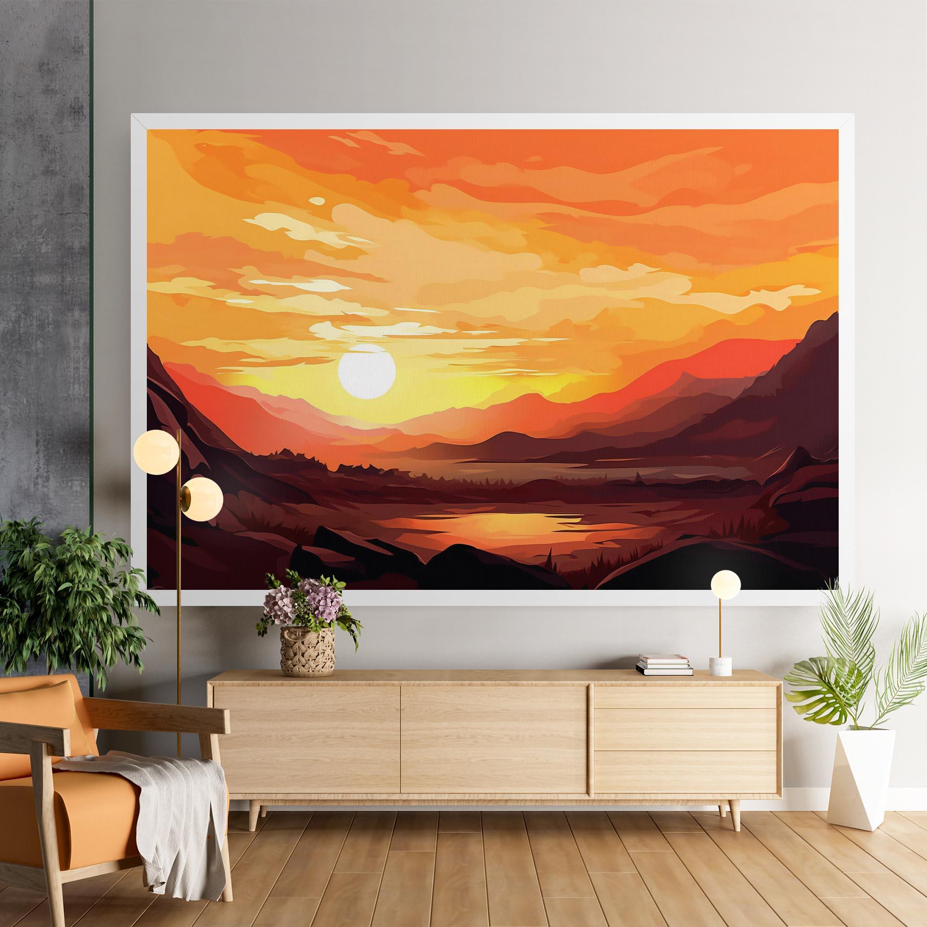 Tablou Canvas Beautiful Sunset Illustration mockup 9